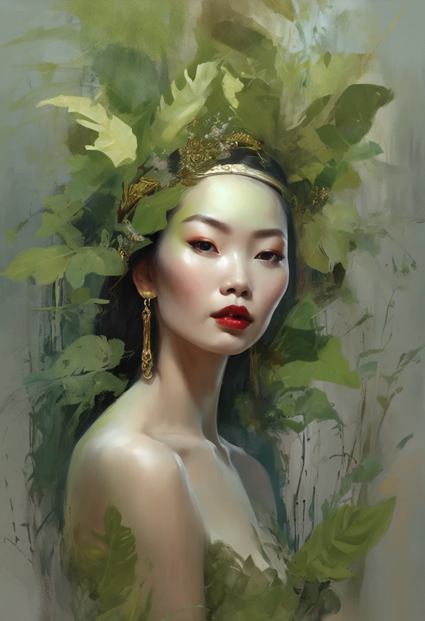 White face and white head,Asian women have leaves,holding a mic,Singing, beautiful fantasy portrait, beautiful fantasy art portrait, Beautiful surreal portrait, fantasy portrait, fantasy art portrait, detailed matte fantasy portrait, portrait of a dark fantasy nymph, Asian goddess, Beautiful digital artwork, gorgeous digital art,Background dream black surreal beautiful young woman, Fantasy art Behance,Cinematic light and shadow,k hd