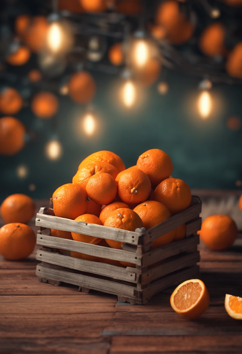a wooden crate full of oranges