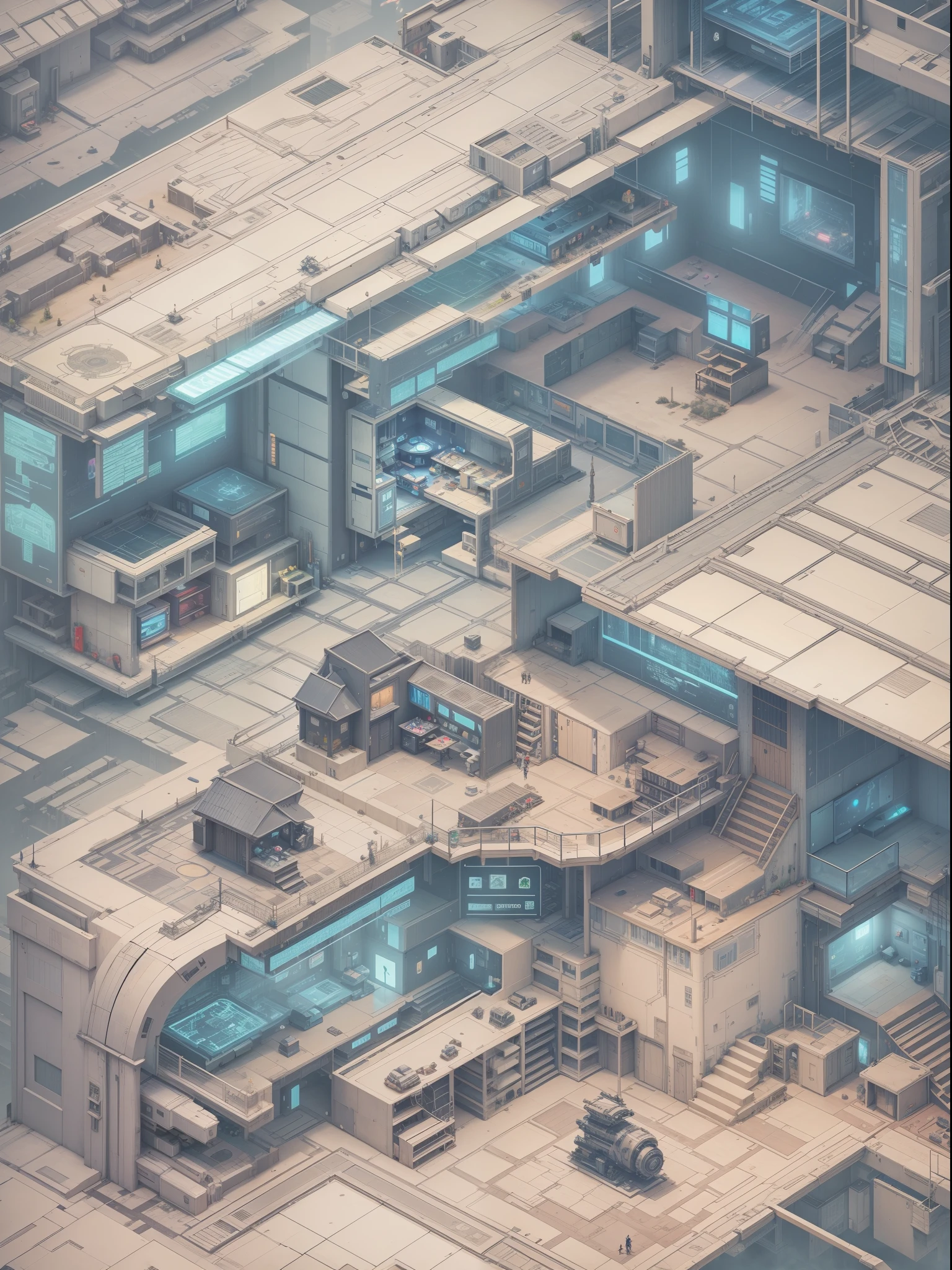 "Thrilling gaming environment with futuristic blueprints"