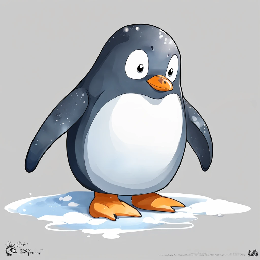 "Generate cute penguin images in super high quality anime style。Subject to the following conditions:、Can you please create an anime-style image of a beautiful penguin？ Make sure that only one cute cartoon-style penguin appears in each image。Do not contain other penguins or animals。Make sure there is only one anime-style cute penguin in the scene。 Don't let penguins have more limbs than they need、Please draw with a natural posture while incorporating anime-style features。While maintaining cuteness、Avoid excessive display of limbs。 Be careful to draw a natural anime-style environment in the background.。Imagine a scene with a cute anime-style penguin with a happy expression.。 Draw carefully so that the tail does not come out on the penguin's ass。Adjust it to keep a natural look。 So that the penguin's neck is of the right length,、Please adjust the balance while maintaining the characteristics of anime。 Draw a penguin body shape in an anime style chubby。Cute rounded body and、Beautifully reproduce the fluffy feeling of obesity。 Make sure the cheeks are not emphasized.、Draw a cute penguin in anime style with a neat impression。 Please try to make sure that the anime-style image that is generated is a beautiful one with only one penguin.。Unpleasant facial expressions and situations、Elements of violence and anxiety、Discriminatory or insulting elements、Please do not include any sensitive topics or prejudices.。 Comply with these instructions、Maximize the charm of cute anime-style penguins、We are waiting for you wonderful images with a neat impression。"