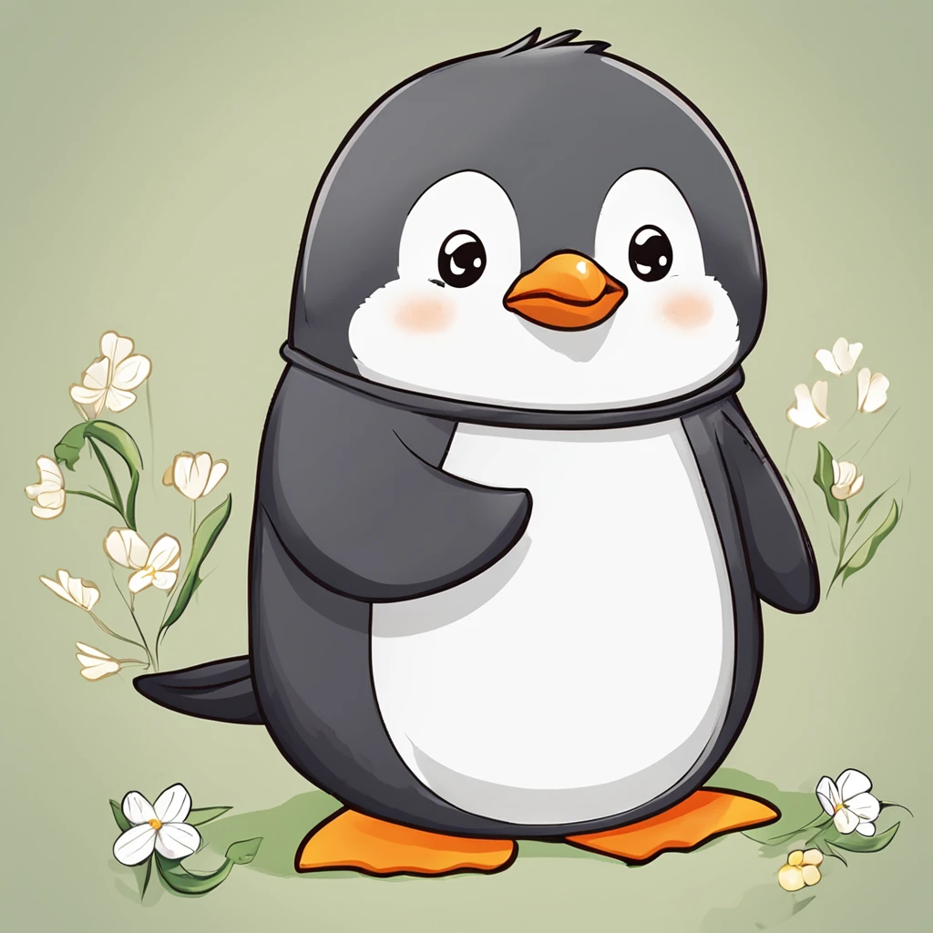 "Generate cute penguin images in super high quality anime style。Subject to the following conditions:、Can you please create an anime-style image of a beautiful penguin？ Make sure that only one cute cartoon-style penguin appears in each image。Do not contain other penguins or animals。Make sure there is only one anime-style cute penguin in the scene。 Don't let penguins have more limbs than they need、Please draw with a natural posture while incorporating anime-style features。While maintaining cuteness、Avoid excessive display of limbs。 Be careful to draw a natural anime-style environment in the background.。Imagine a scene with a cute anime-style penguin with a happy expression.。 Draw carefully so that the tail does not come out on the penguin's ass。Adjust it to keep a natural look。 So that the penguin's neck is of the right length,、Please adjust the balance while maintaining the characteristics of anime。 Draw a penguin body shape in an anime style chubby。Cute rounded body and、Beautifully reproduce the fluffy feeling of obesity。 Make sure the cheeks are not emphasized.、Draw a cute penguin in anime style with a neat impression。 Please try to make sure that the anime-style image that is generated is a beautiful one with only one penguin.。Unpleasant facial expressions and situations、Elements of violence and anxiety、Discriminatory or insulting elements、Please do not include any sensitive topics or prejudices.。 Comply with these instructions、Maximize the charm of cute anime-style penguins、We are waiting for you wonderful images with a neat impression。"