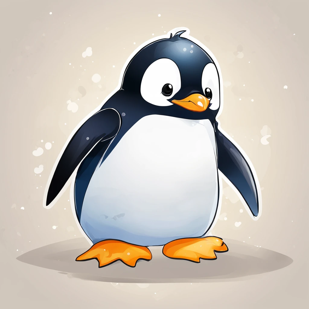 "Generate cute penguin images in super high quality anime style。Subject to the following conditions:、Can you please create an anime-style image of a beautiful penguin？ Make sure that only one cute cartoon-style penguin appears in each image。Do not contain other penguins or animals。Make sure there is only one anime-style cute penguin in the scene。 Don't let penguins have more limbs than they need、Please draw with a natural posture while incorporating anime-style features。While maintaining cuteness、Avoid excessive display of limbs。 Be careful to draw a natural anime-style environment in the background.。Imagine a scene with a cute anime-style penguin with a happy expression.。 Draw carefully so that the tail does not come out on the penguin's ass。Adjust it to keep a natural look。 So that the penguin's neck is of the right length,、Please adjust the balance while maintaining the characteristics of anime。 Draw a penguin body shape in an anime style chubby。Cute rounded body and、Beautifully reproduce the fluffy feeling of obesity。 Make sure the cheeks are not emphasized.、Draw a cute penguin in anime style with a neat impression。 Please try to make sure that the anime-style image that is generated is a beautiful one with only one penguin.。Unpleasant facial expressions and situations、Elements of violence and anxiety、Discriminatory or insulting elements、Please do not include any sensitive topics or prejudices.。 Comply with these instructions、Maximize the charm of cute anime-style penguins、We are waiting for you wonderful images with a neat impression。"