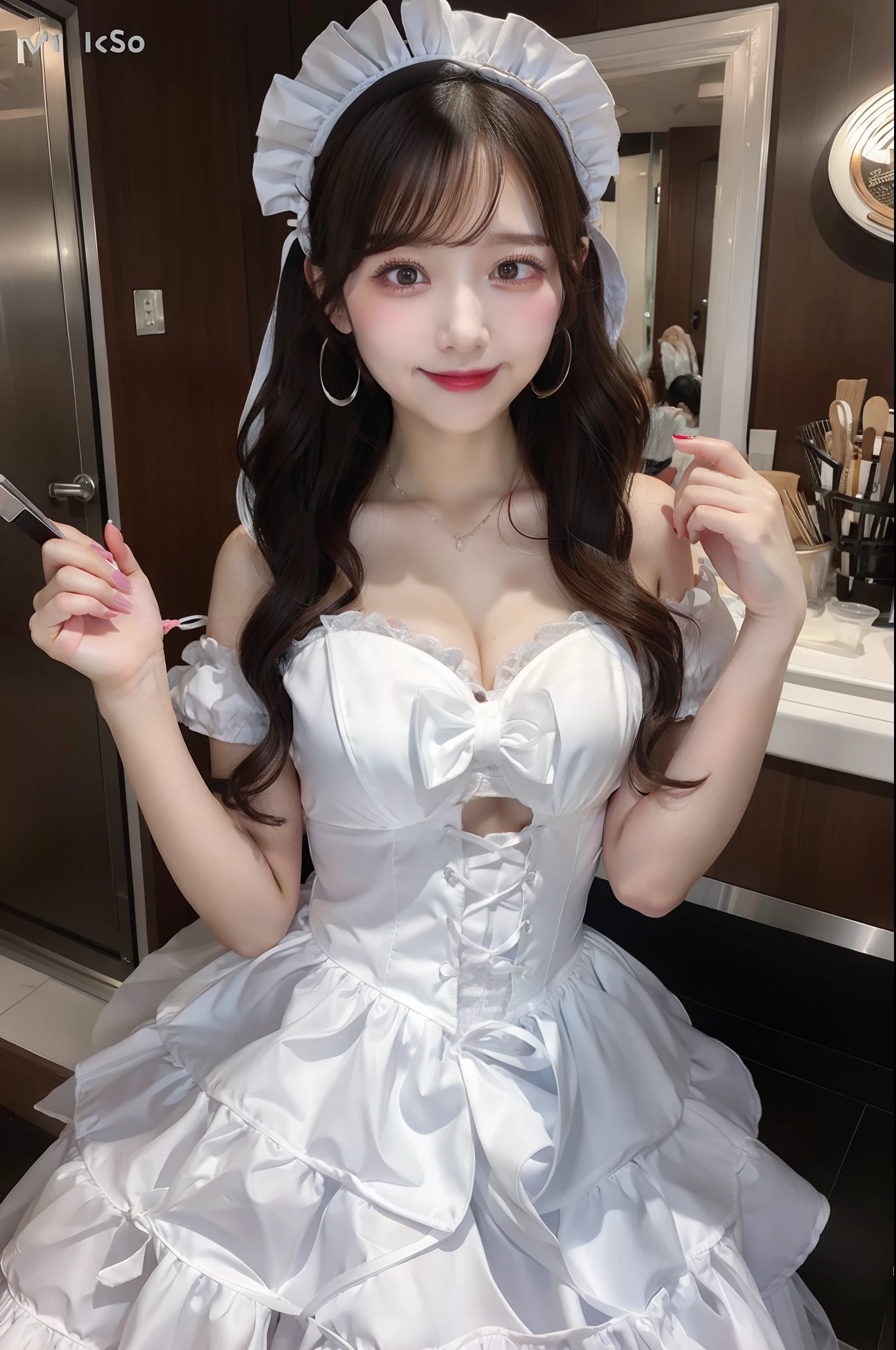 Maid Cafe、Large ribbon、maid clothes、huge tit