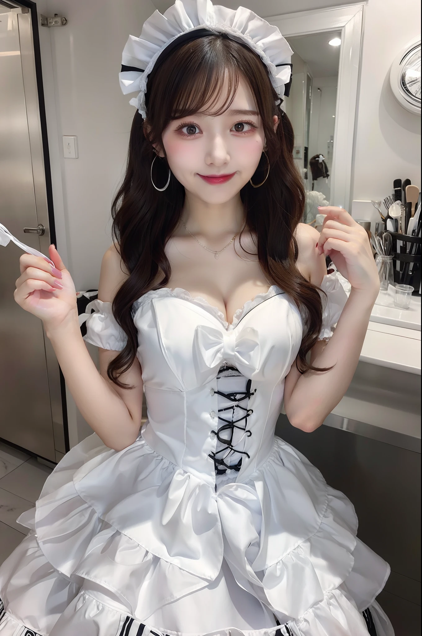 Maid Cafe、Large ribbon、maid clothes、huge tit