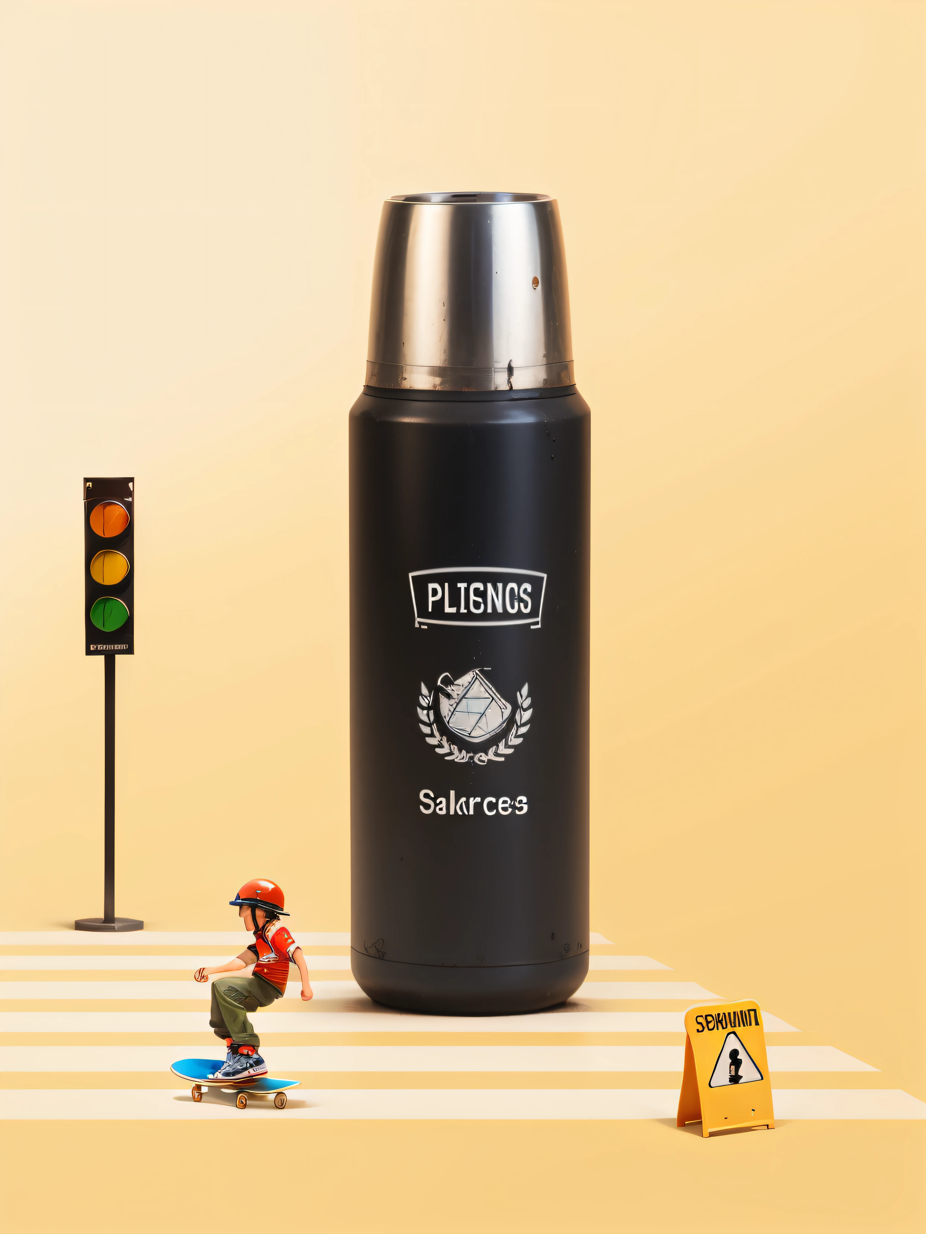 drinking glass,traffic light,Skateboarding for children,Indicates the platoon,zebra crossings,