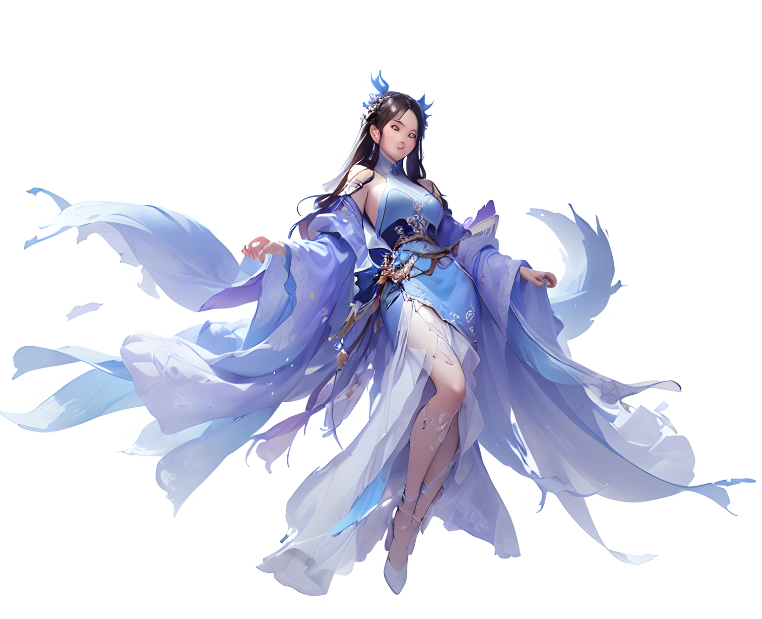 1 girl in a blue dress , Guviz, trending on cgstation,((full-body xianxia)), by Yang J, Ross Tran 8 K,Guviz,Masterpiece, Guviz-style artwork, trending at cgstation, WLOP Art, flowing magical robe, G Liulian art style,8K,4K,Masterpiece,Best quality, Super beauty,Super detailed wallpaper,