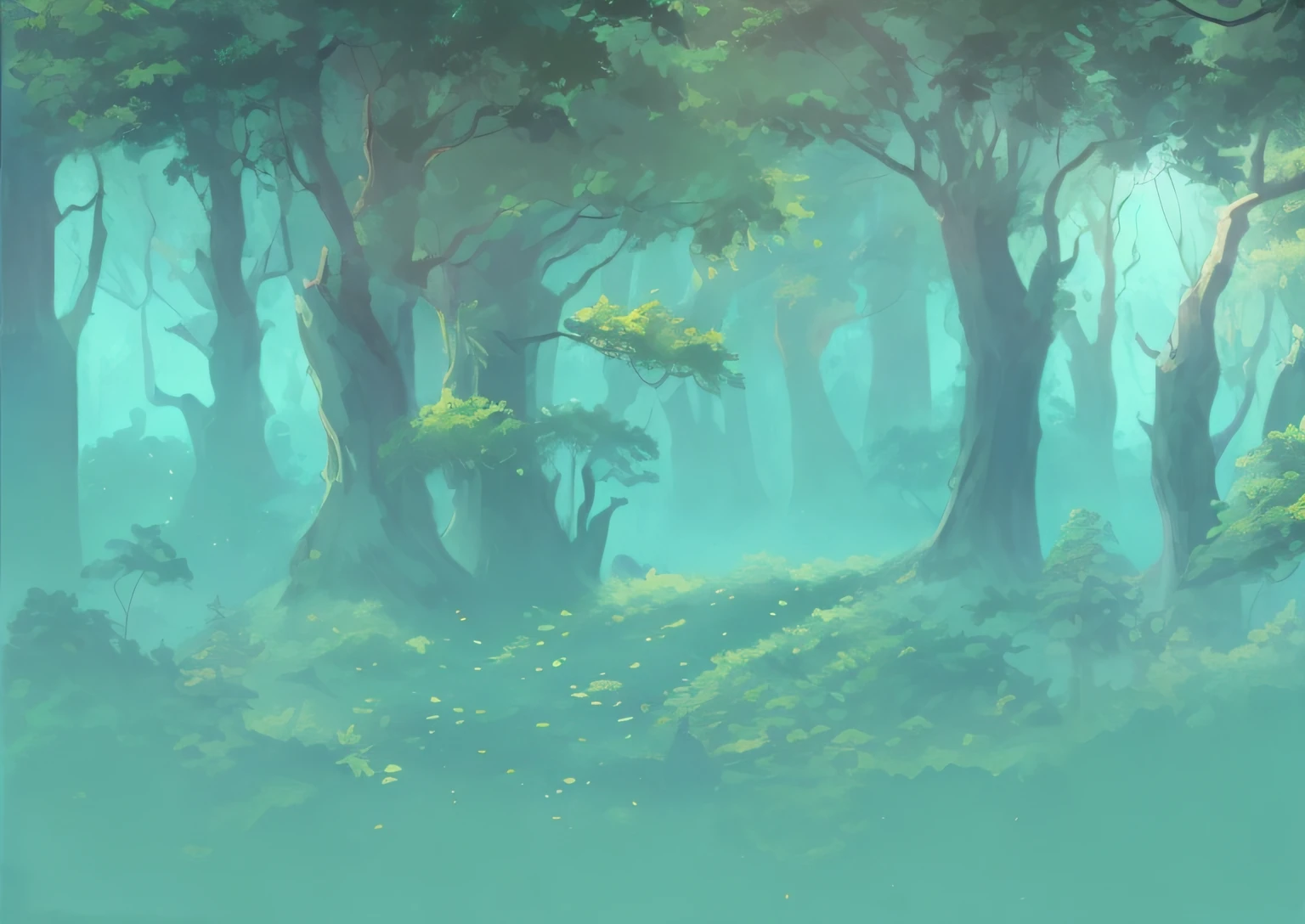 There is a painting，The painting is a forest，There are a lot of trees, elf forest background, vast forest, fantasy forest background, fantasy forest environment, fantasy forrest background, velly distant forest, fantasy forest landscape at day, soft forest background, fantasy forest landscape, environment concept art, Fantasy Forest, Random forest landscape, environment concept art, background artwork, Concept art wallpaper 4K