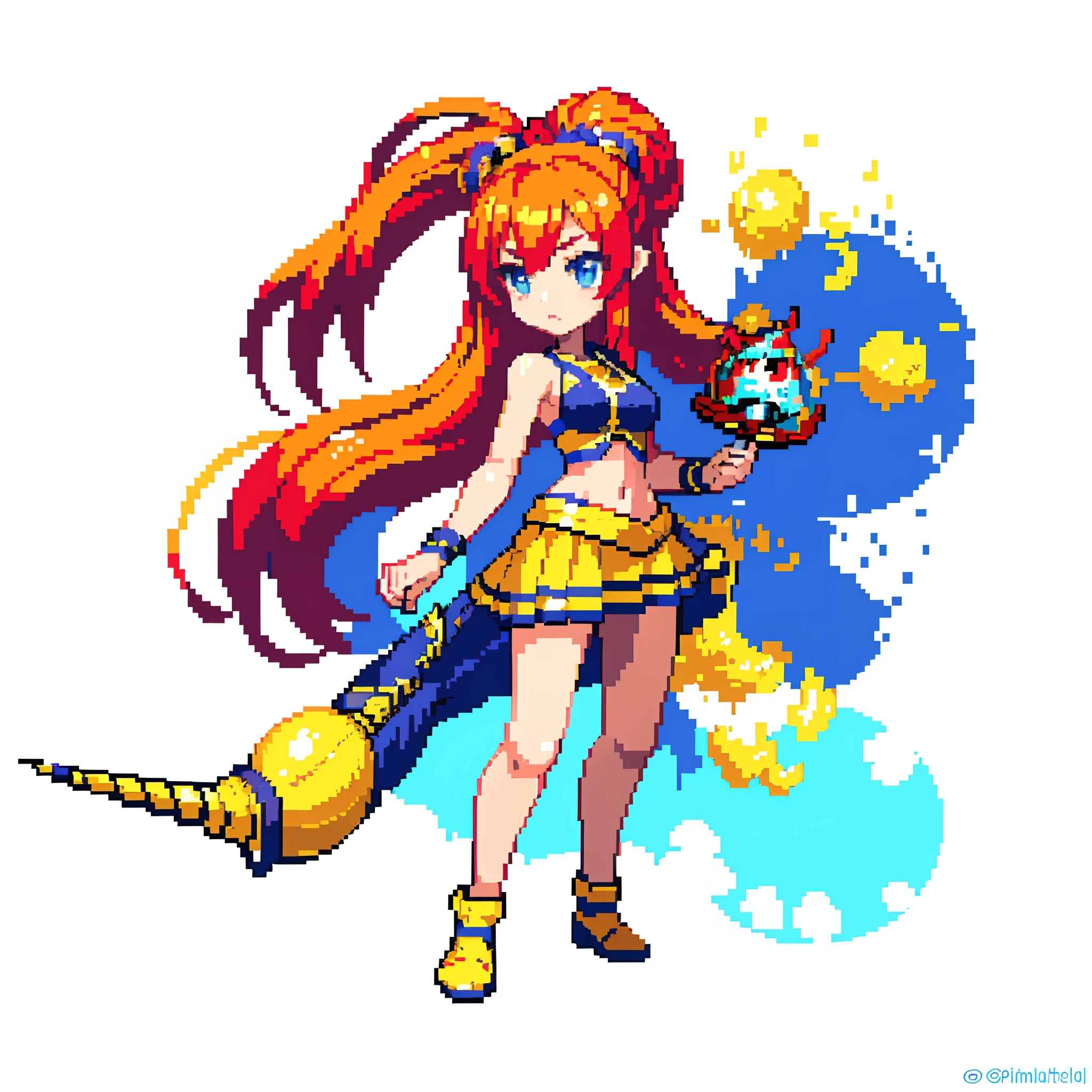 hairlight, Warrior,  (masutepiece, of the highest quality, Best Quality),pixels,Pixel art, 1girl in, (Best Quality:1.3),(masutepiece:1.1),(illustartion:1.2),(Ultra-detailed:1.2),Mini skirt,Light Top,2048×2048