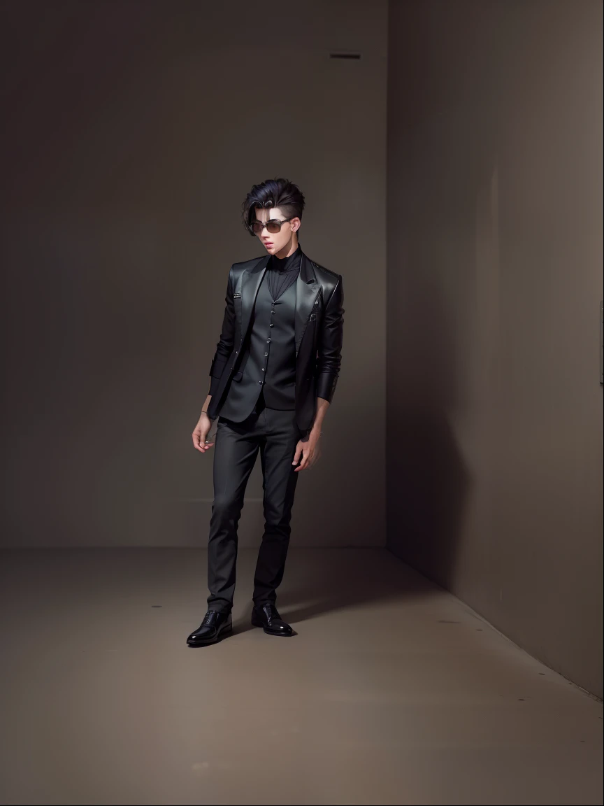 Handsome boy black jacket