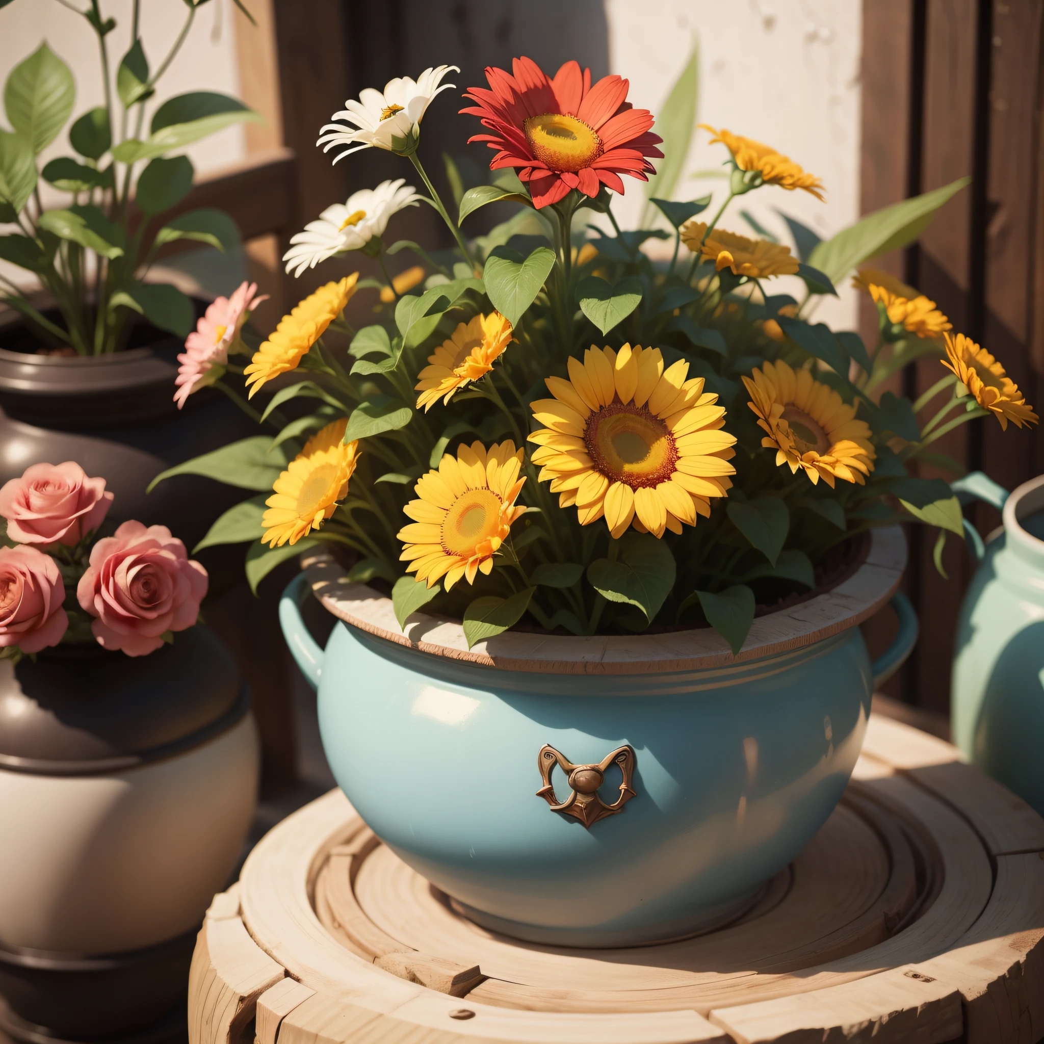 a pot of flowers
