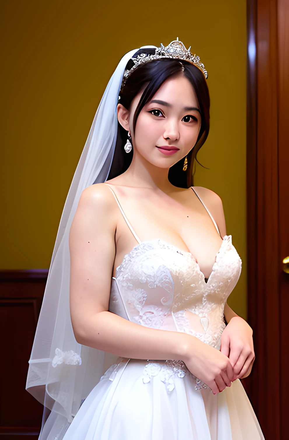 Alafed woman posing in wedding dress and veil for photo, Young Sensual Gravure Idol, Realistic Young Gravure Idol, Young Pretty Gravure Idol, Realistic sensual gravure idol, sophisticated gravure idol, goddess of Japan, deayami kojima, Young Gravure Idol