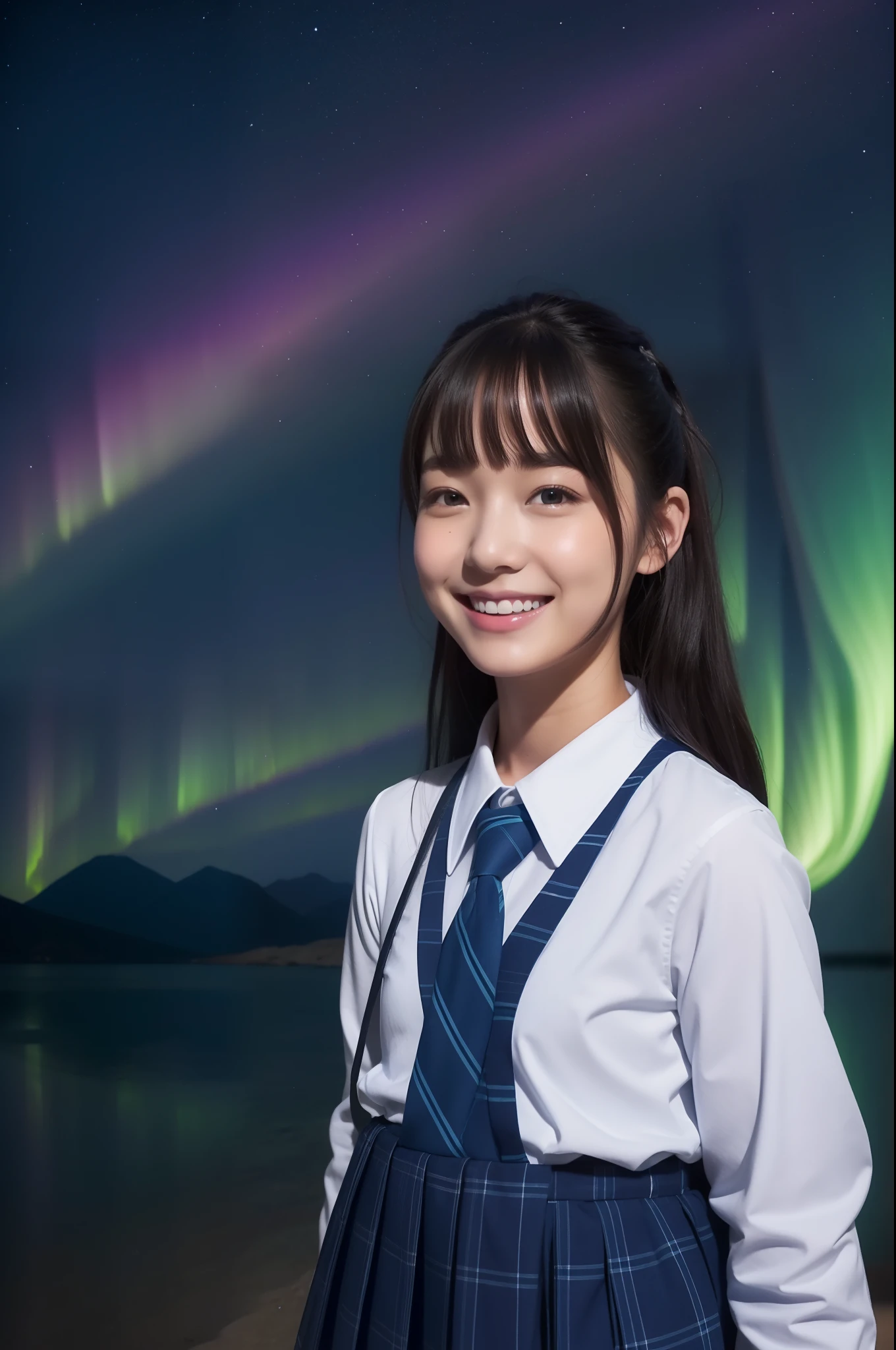 A smile、hi-school girl、校服、stele、Aurora