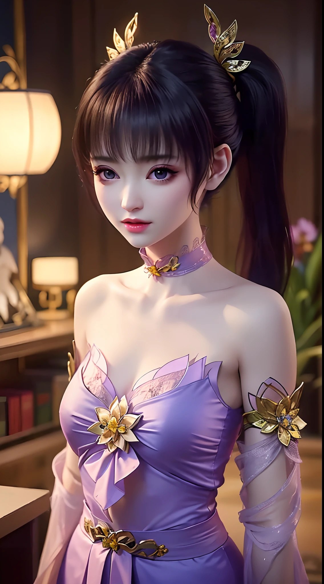 Sexy fairy,Sexy stunner,Beautiful facial features,Big breasts,in 8K resolution,Studio quality,Ultra HDR,Ultra-fine details,Wonderland,Top design,杰作,Brilliantly lit,FULL-bodyphoto,Kittens,in pink,Purple,colourised,Diamond,lantern