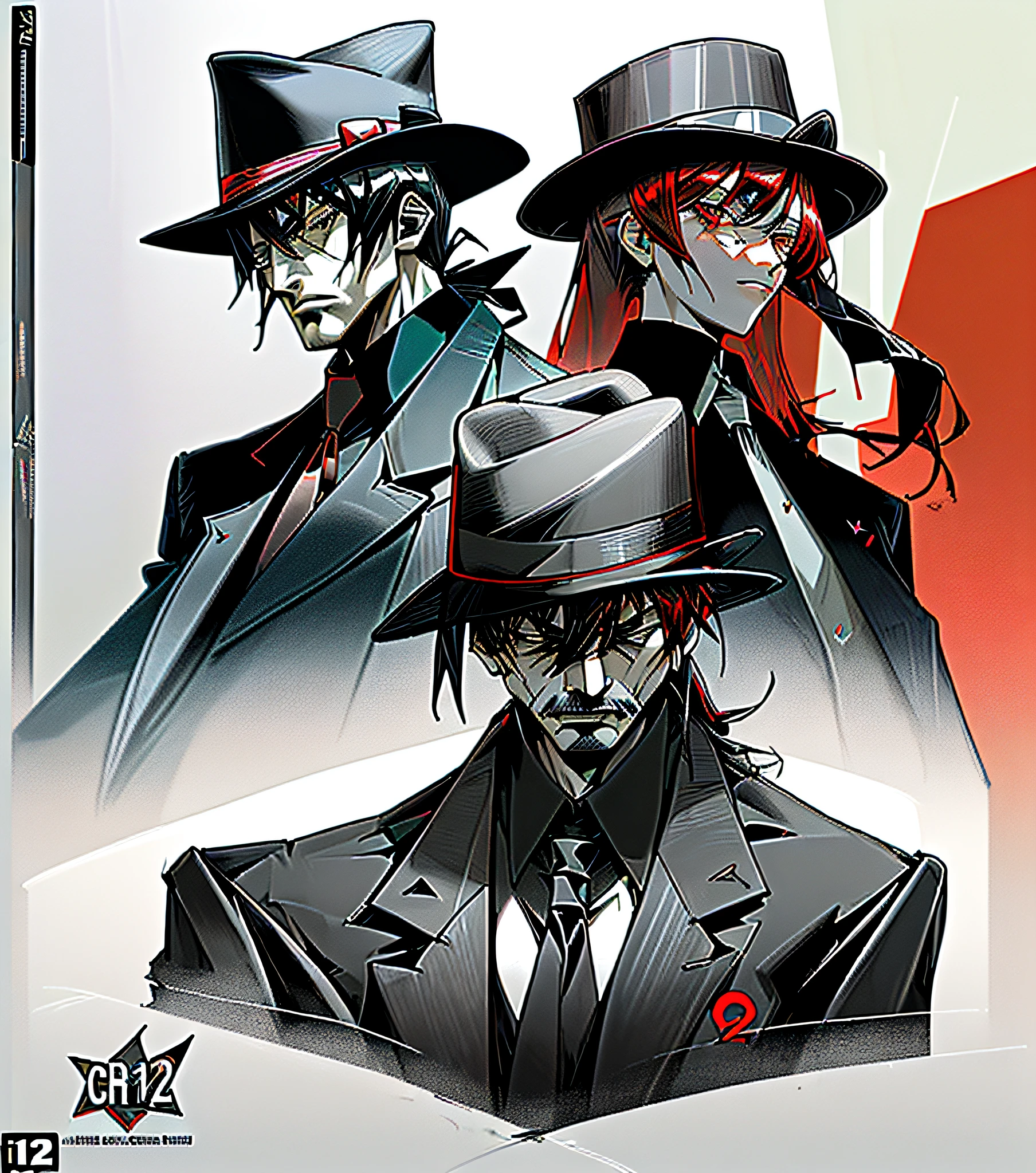 color photo of a logo featuring three male mafia bosses in circle —c 10 —ar 2:3