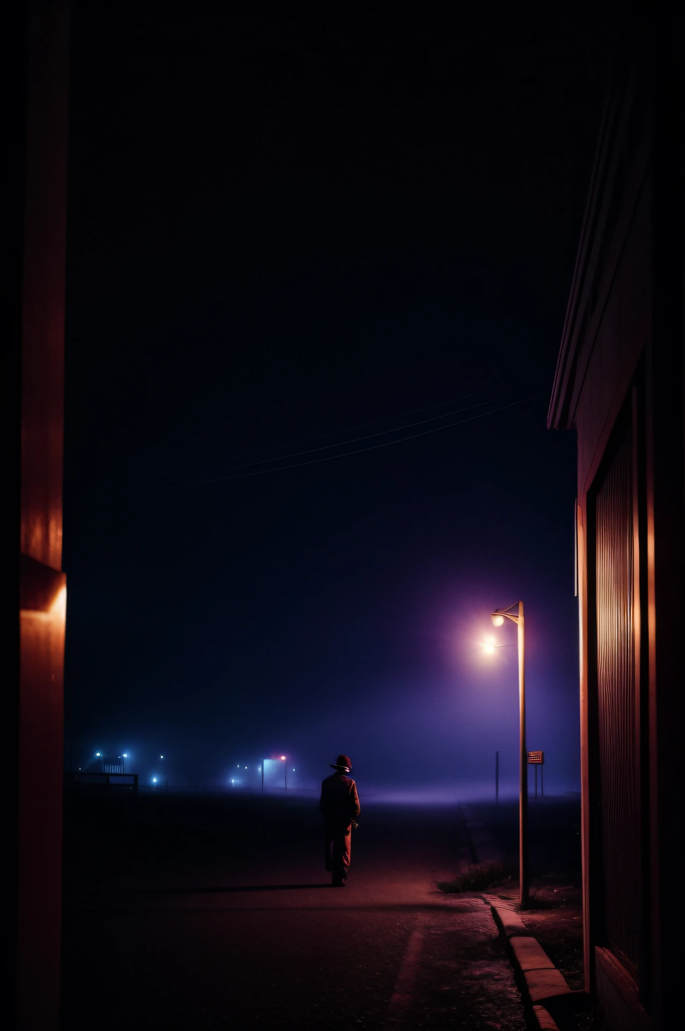 deep in the night、mid night、motel、Ruins、Only one light、Pink Lights、Sad clown、foggy、Nostalgic but unsettling photos、Images in a dream、uneasy、horor、terrifying、desolate、Pretty dark image、Grainy photo、Film Touch、color photograph、wide angles、wide-angle lens, Wide Shot, ultra wide-angle,