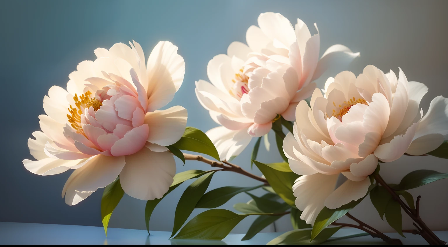 There were three white flowers in the vase on the table, peony flower, Peonies, Peony flower, Peonies, Many peonies, flowers blooming, Beautiful large flowers, Blooming flowers, flowers in the background, Beautiful flowers, flowers and stems, Beautiful composition, soft flowers, Pixabe, flowers and blossoms, shot with sony alpha 1 camera