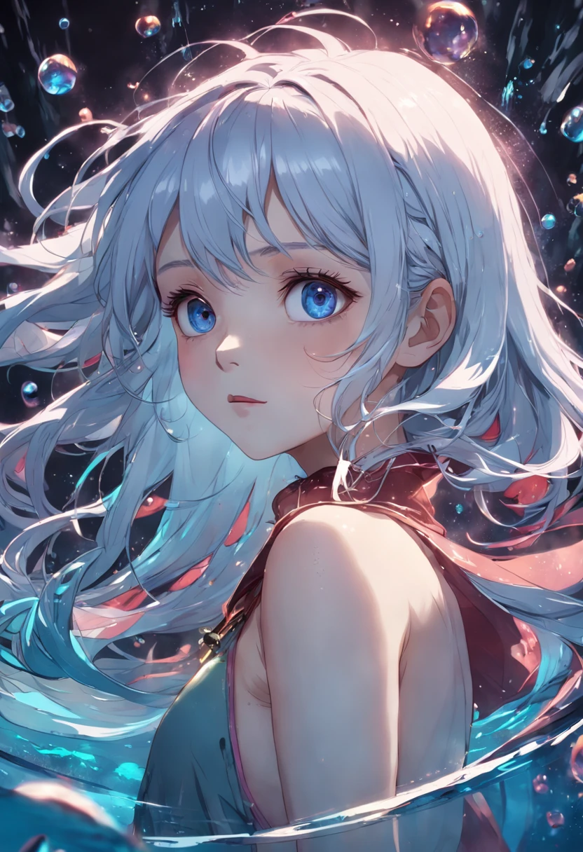 best quality, masterpiece, (realistic:1.2), 1 girl, detailed face, beautiful eyes, [(Transparent background:1.5)::5],(((masterpiece))),(((best quality))),(((extremely detailed))),illustration, 1girl,solo,mysterious,vivid color, shiny, underwater transparent sealed hemispherical glass dome, (white hair),(purple eyes), full body, barefoot, long hair tranquil nature, koi, Underwater, Dome, close up, Dynamic actions, Lens perspective,(((Box composition))),sit cross-legged and lean against the bookshelf, volumetric lighting, multi-color eyes, detailed eyes, hyper detailed, light smile, highly detailed, beautiful, small details, ultra detailed, best quality, intricate, 4k, 8k, trending on art station, good anatomy, beautiful lighting, award-winning,