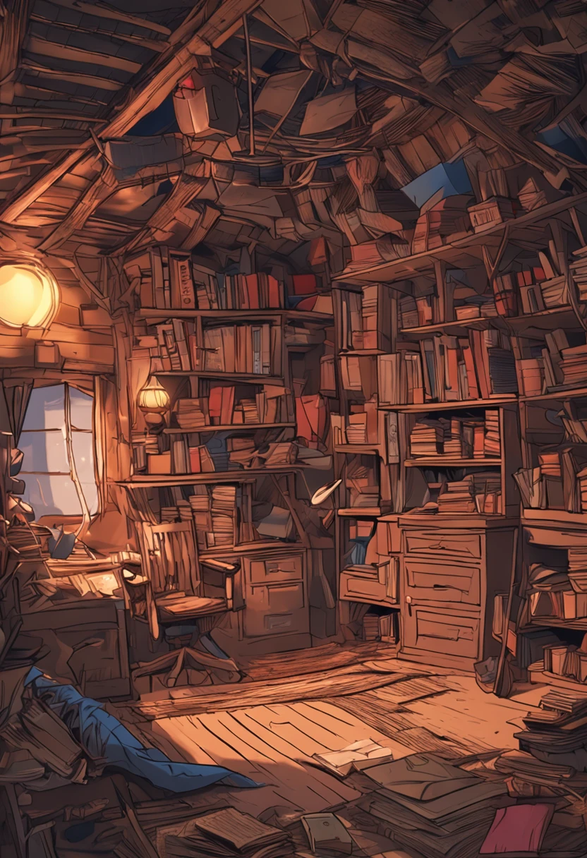 There is not much space in the hut,Only one bed and desk,The desk was filled with books and various straw papers。