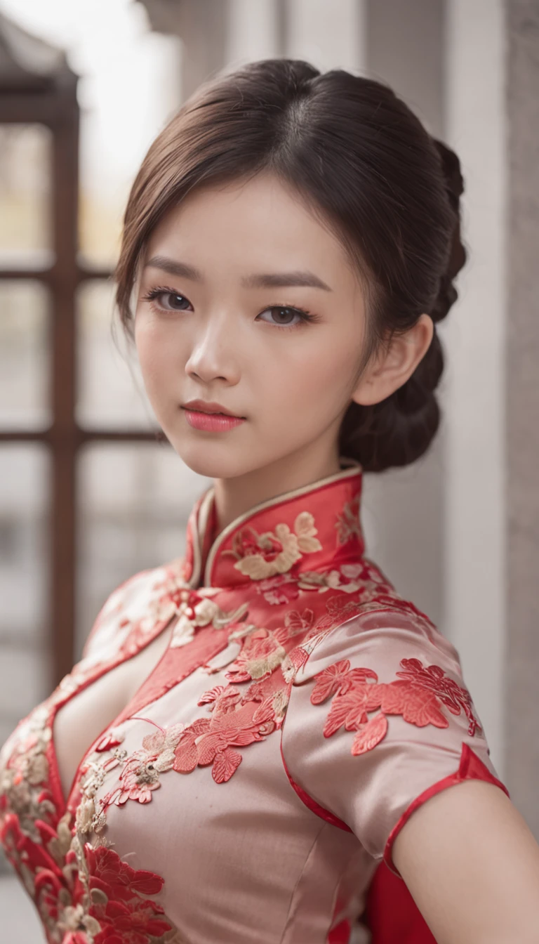 ChineseGirl，on cheongsam，Traditional flair in soft light