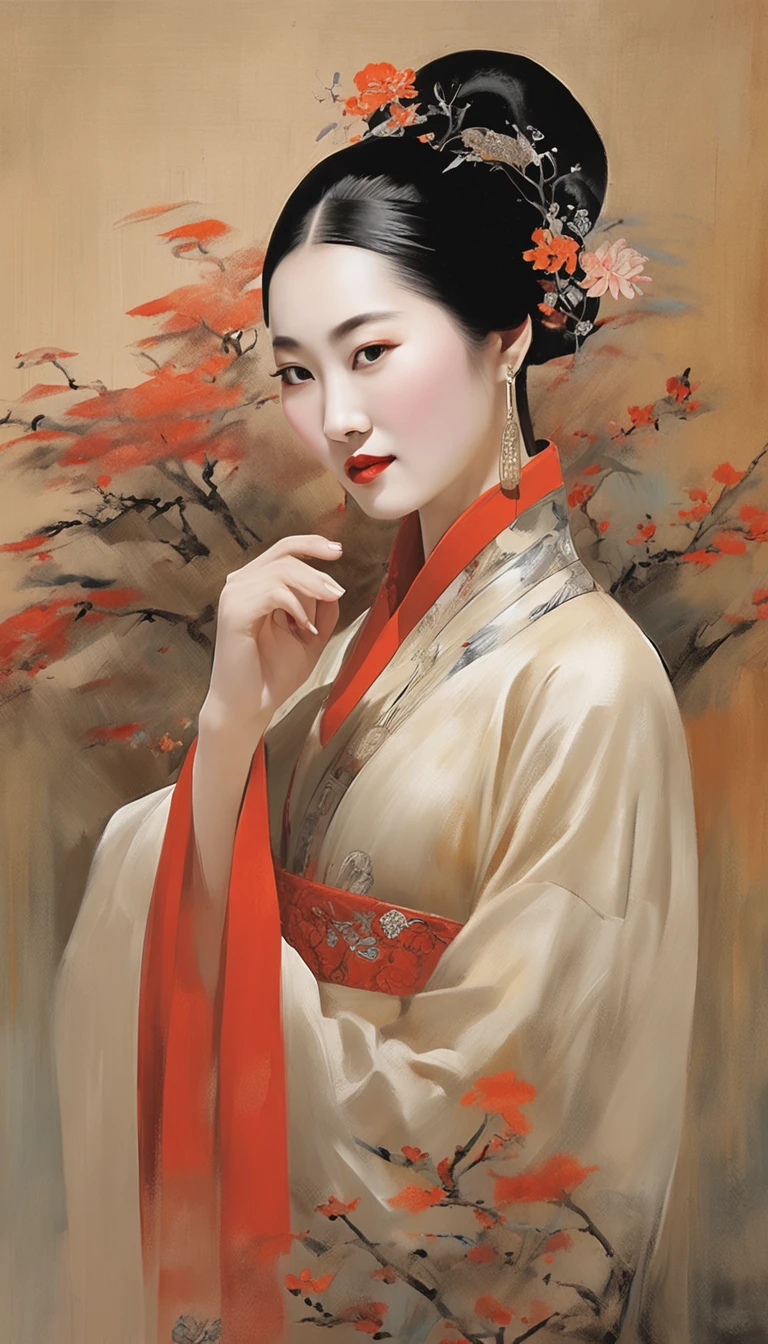 Poster of Chinese opera works,Woman in black dress, Hanfu, Inspired by Huang Ji, inspired by Han Gan, Palace , A girl in Hanfu, inspired by Wang Fu, inspired by Yun-Fei Ji, flower field, Wearing ancient Chinese clothes, Inspired by Wang Hui, nanquan, White Hanfu, inspired by Gu An