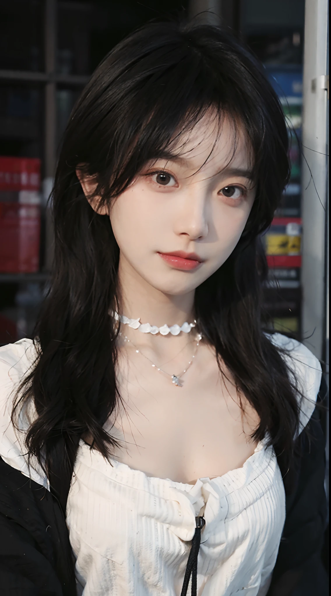 Highest quality、Ultra-high resolution、(Realistic)、18-year-old girl、((((Blouse open))))、((((I can see your nipples)))),Hyper Detail、Super Realistic、(Realistic)、More about beautiful skin、(masterpiece:1.0)、(Highest quality)、(Ultra-high resolution)、8K resolution、Canon EOS R5、135mm、Absurd、Very detailed、Sharp focus、Fine skin、(((Chirarizum、Small breasts)))