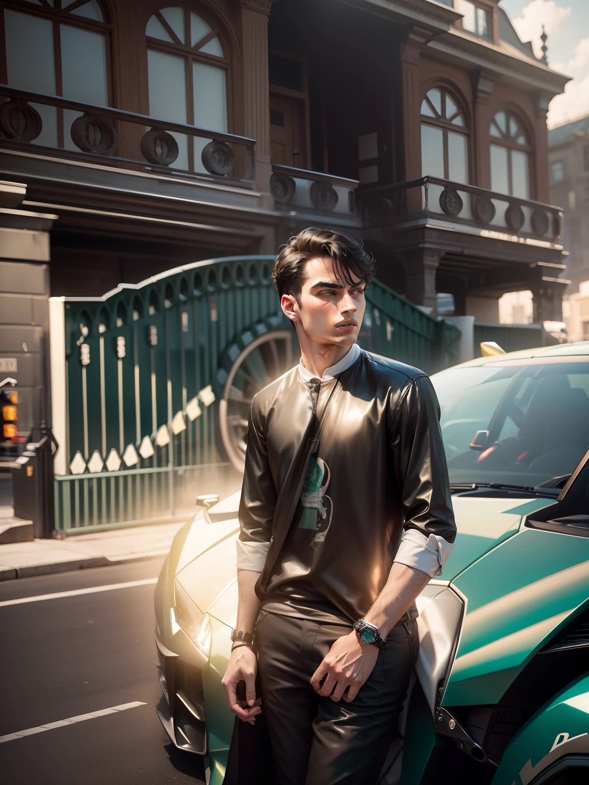 Replace background car with Lamborghini Aventador
