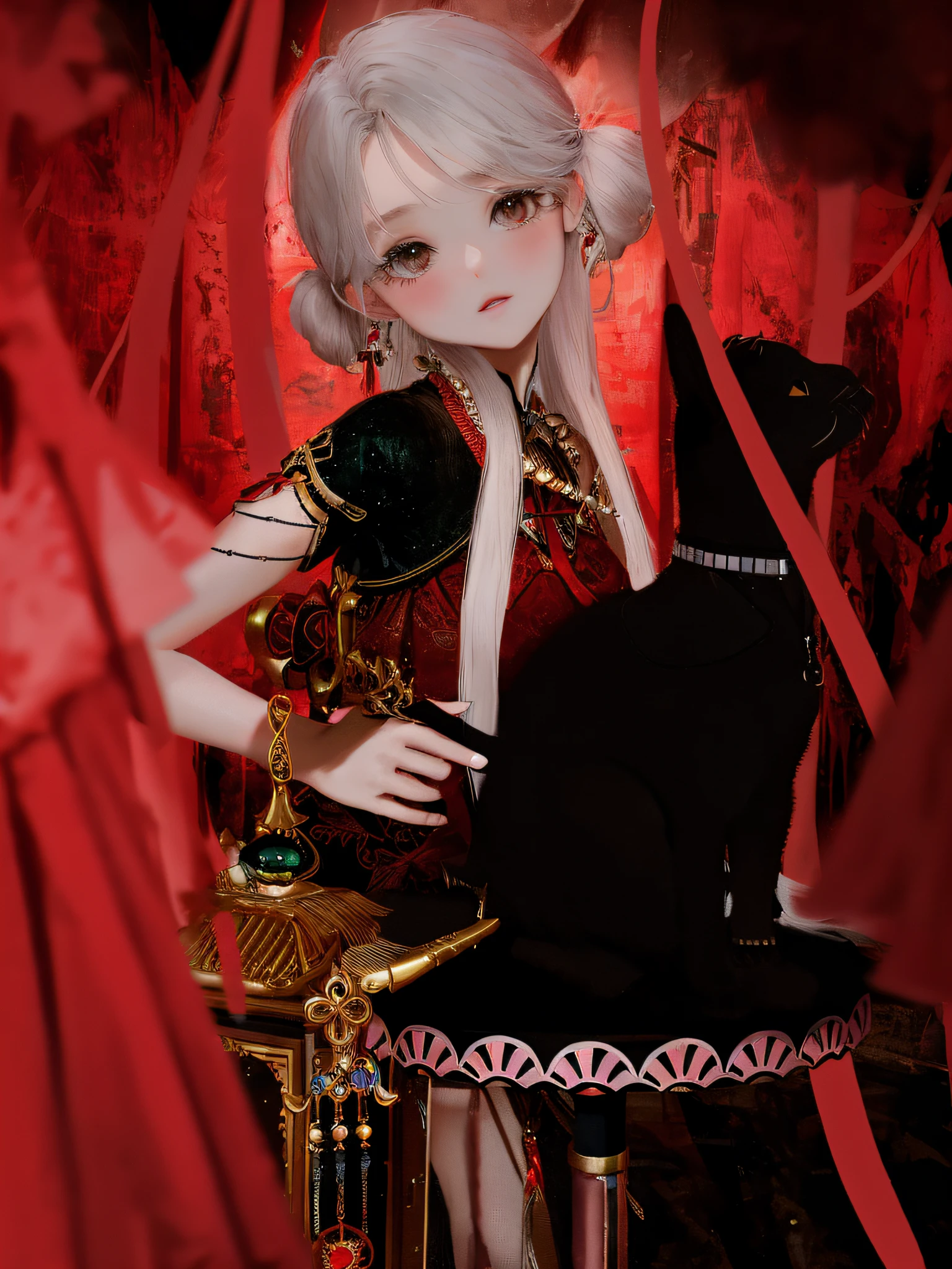 one-girl，Surrounded by red ribbons