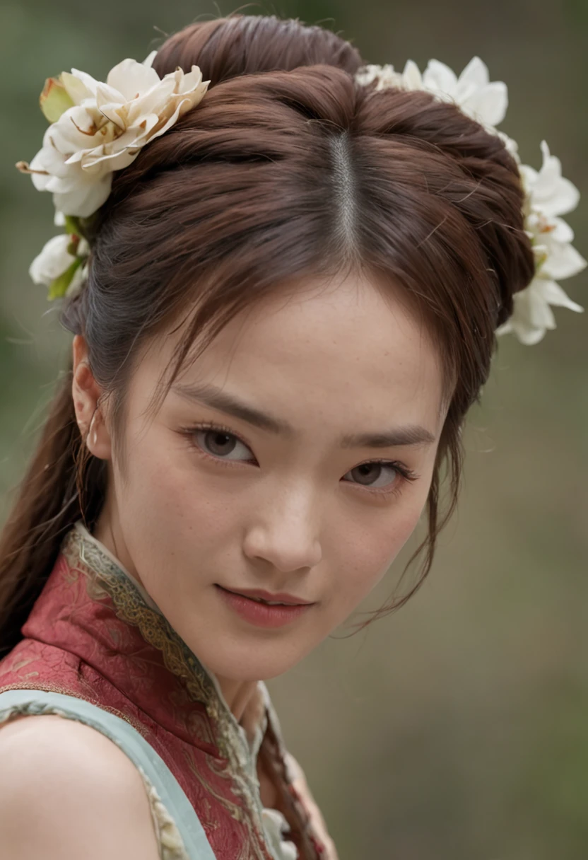 There was a man and woman smiling in the bedroom, Chinese Ming Dynasty, highlight scene of the movie, screenshots from movies, live-action movie scenes, still frame from a movie, vhs screencap, Still from the movie, Ruan Jia and Fenghua Zhong, Scene from Movie, in style of pan ren wei