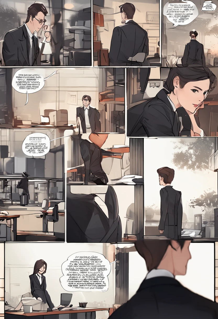 Short hair, white-collar workers,Long black suit,Black professional hip skirt,black lence stockings,Stand upright and look back