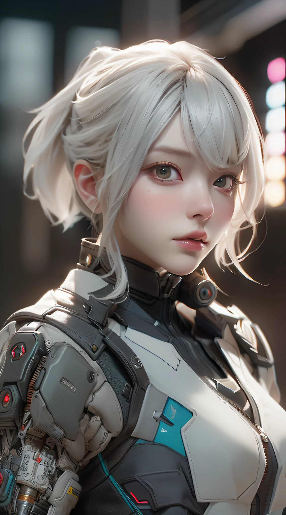 ((best qualtiy)), ((tmasterpiece)), (the detail:1.4), 3D, A beautiful cyberpunk female image,HDR,Clear facial features,Clean face,(HighDynamicRange),Ray traching,NVIDIA RTX,Super-Resolution,Unreal 5,Subsurface scattering、PBR Texture、post-proces、Anisotropy Filtering、depth of fields、maximum definition and sharpness、Many-Layer Textures、Albedo e mapas Speculares、Surface Coloring、Accurate simulation of light-material interactions、perfectly proportions、Octane Render、Two-colored light、largeaperture、Low ISO、White balance、the rule of thirds、8K RAW、