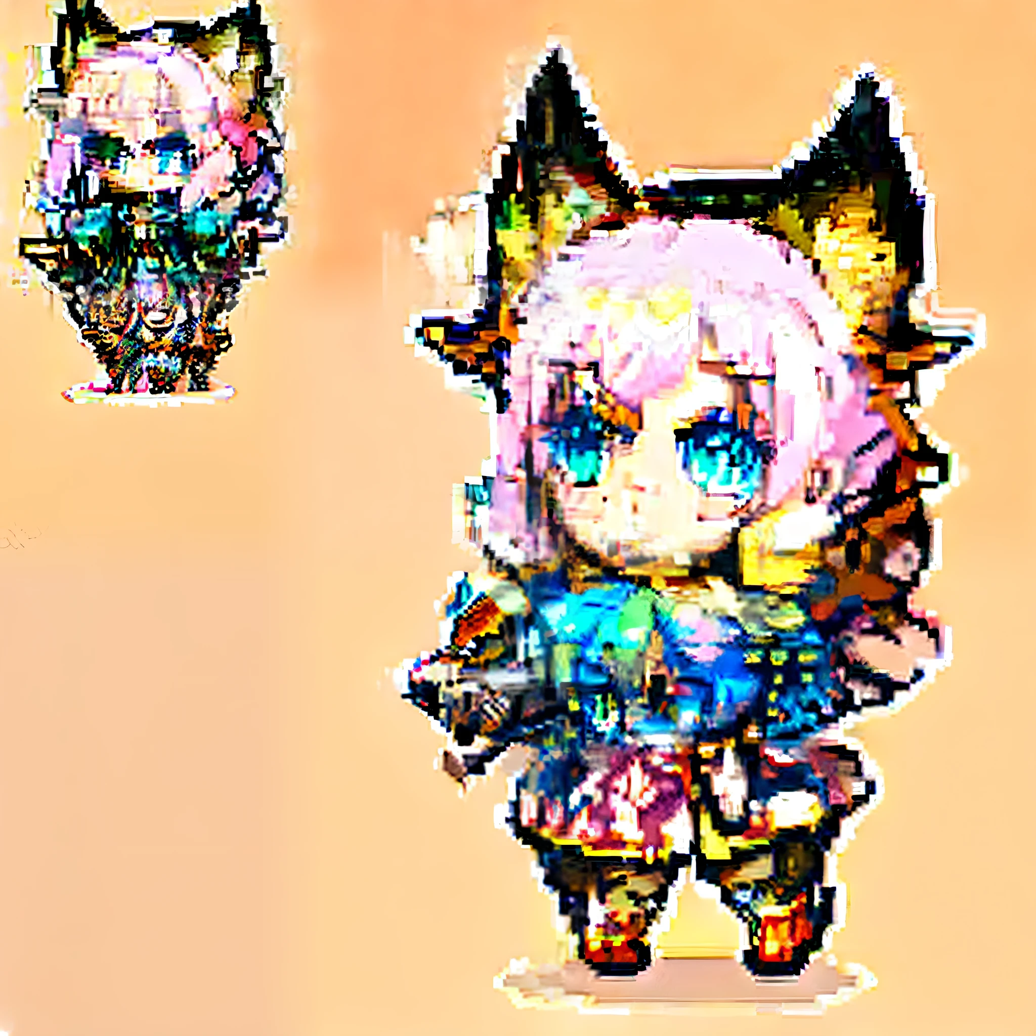 pink hair, heterochromia, cat ears, shy, anime style, anime, 8k, anatomically correct