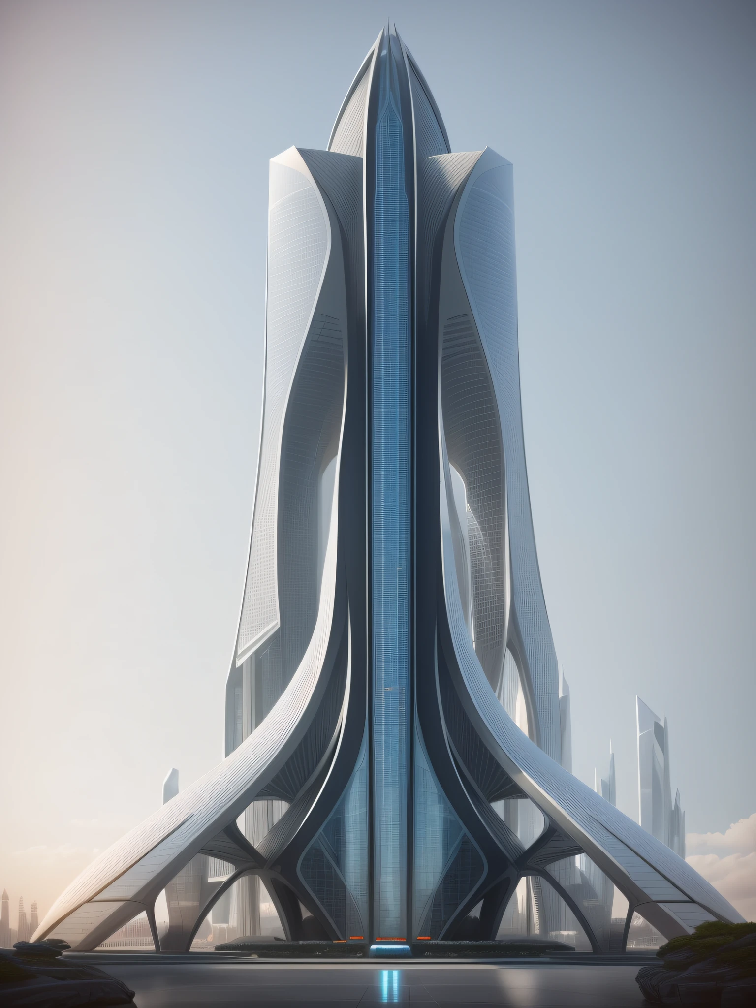 Arafeld architecture,There is a futuristic design at the top, futuristic palace, futuristic skyscrapers, futuristic tower, detailed futuristic architecture, zaha hadid octane highly render, Futuristic outpost building, huge futuristic building, cinematic architectural scale, futuristic architecture concept, futuristic building, exterior of scifi temple, huge futuristic temple city, Futuristic city landscape, Photo of futuristic cityscape