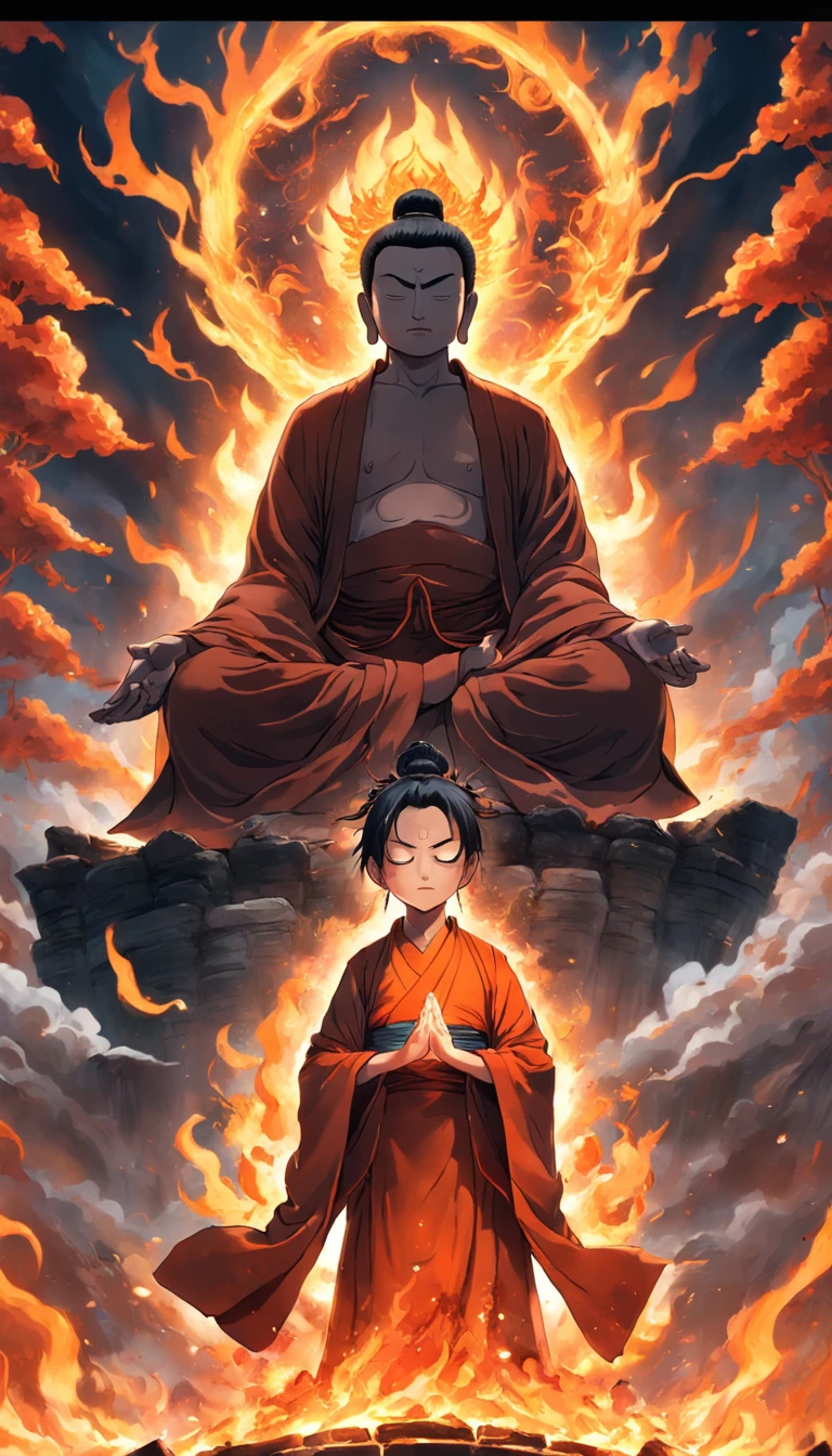 tmasterpiece，best qualtiy，cinematic Film still from，Chinese horror，hell，Struggling hands，Buddha，Oh, God，The wrath of the Buddha，Shakyamuni，Buddha Fire Lotus，A Buddha