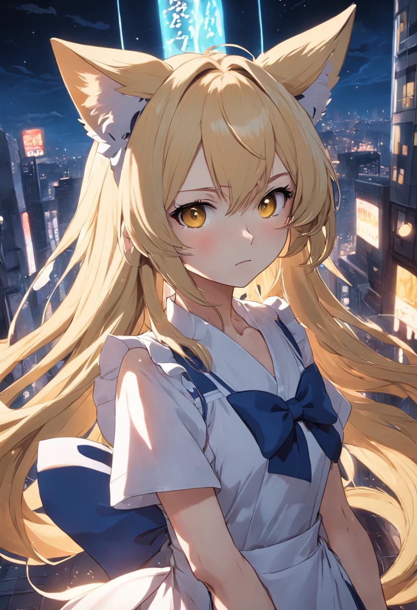 blond hairbl,Fox Ear Lady,the maid outfit,s girl,quadratic element