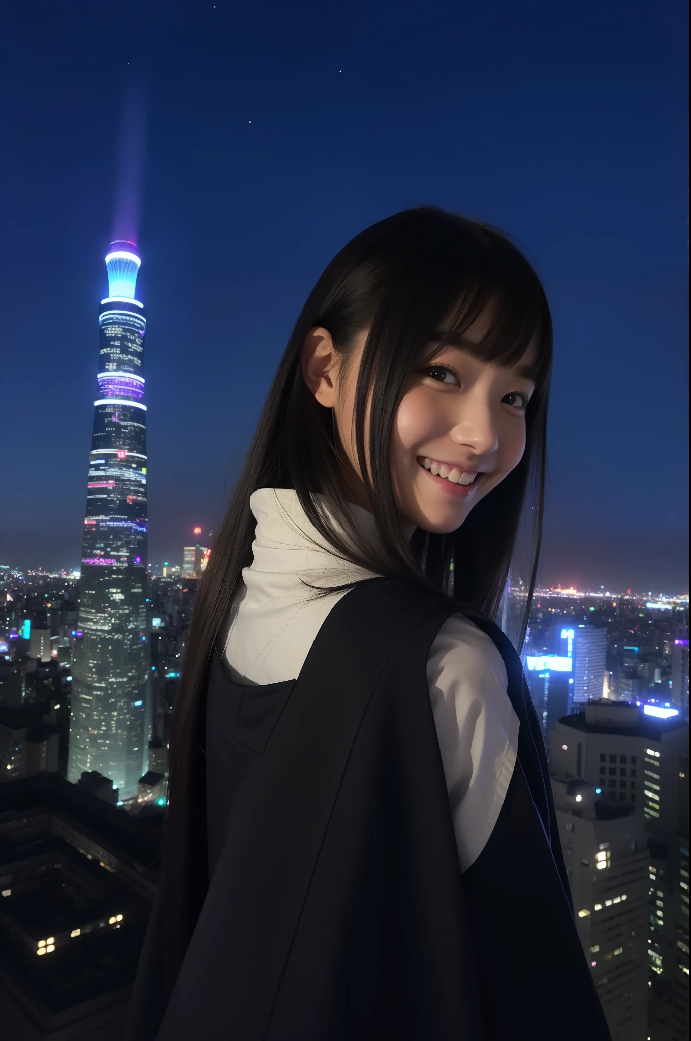 A smile、hi-school girl、校服、stele、Tokyo Skytree、Aurora