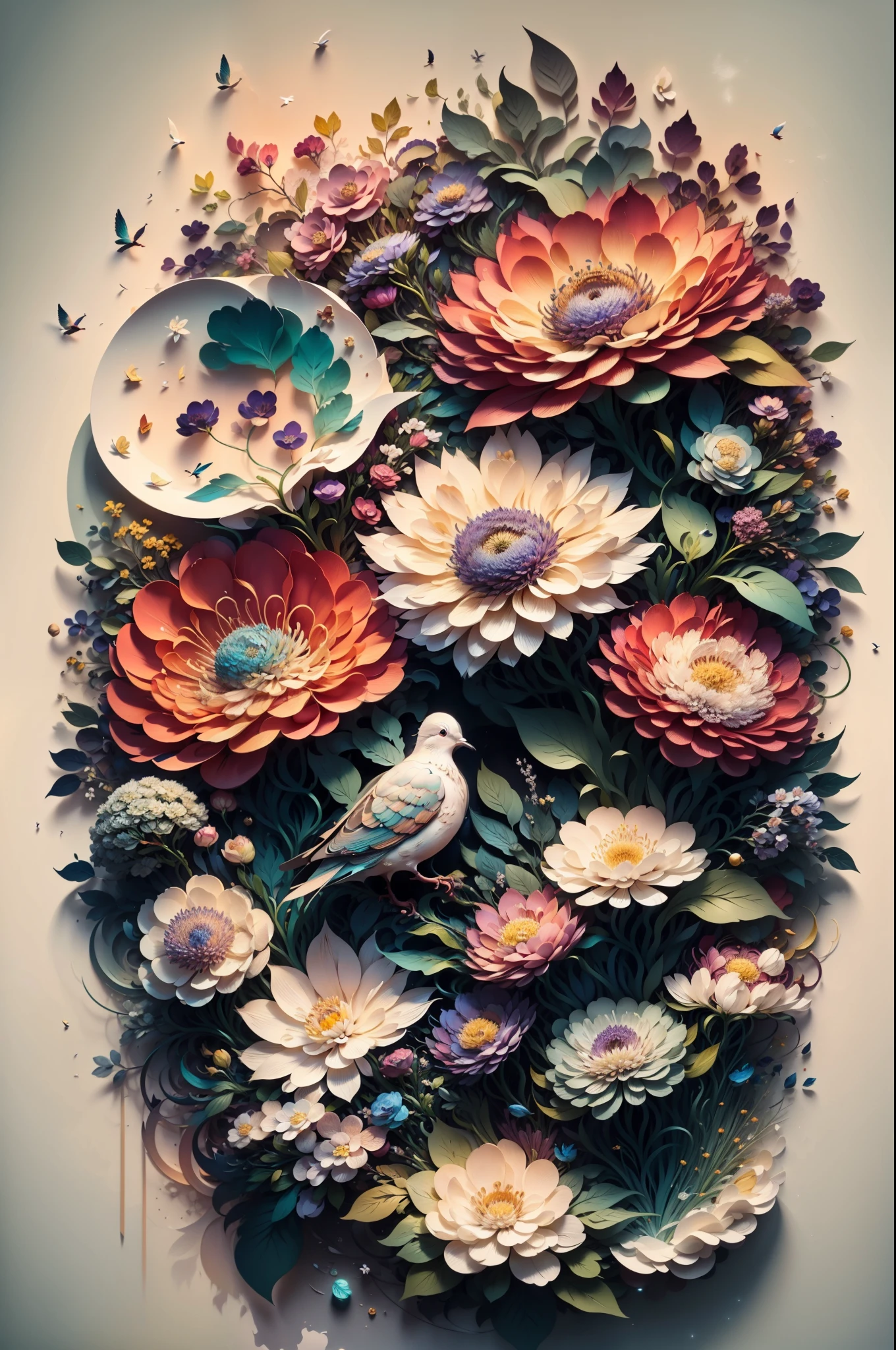 a dove of peace fly, tree and branches, sky, cloud, river, colorful, using 4K resolution, using simple and natural composition, presenting a fresh and vulgar natural style. realistic (:nature:) (hopeful feeling)(peace) butterfly, intricate details, inspired by Alfonse Mucha, mucha style, flat cel shading mucha, flowing tulle, light silk, ink painting style, clean color, decisive cutting, blank, freehand, masterpiece, super detailed, epic composition, high quality, the highest quality, 4k