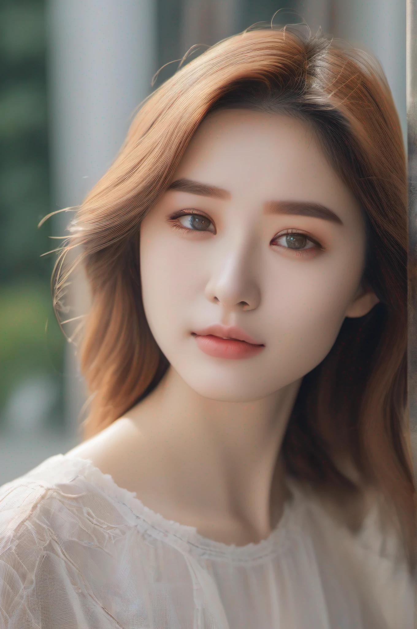 A woman with long hair and blue eyes poses for a photo, beautiful delicate face, cute delicate face, gorgeous face portrait, Soft portrait shot 8 K, Beautiful face portrait, beautiful aesthetic face, Beautiful young Korean woman, Korean girl, girl cute-fine face, Korean face features, young lovely Korean faces, beautiful Korean women, Extremely beautiful face, feminine beautiful face