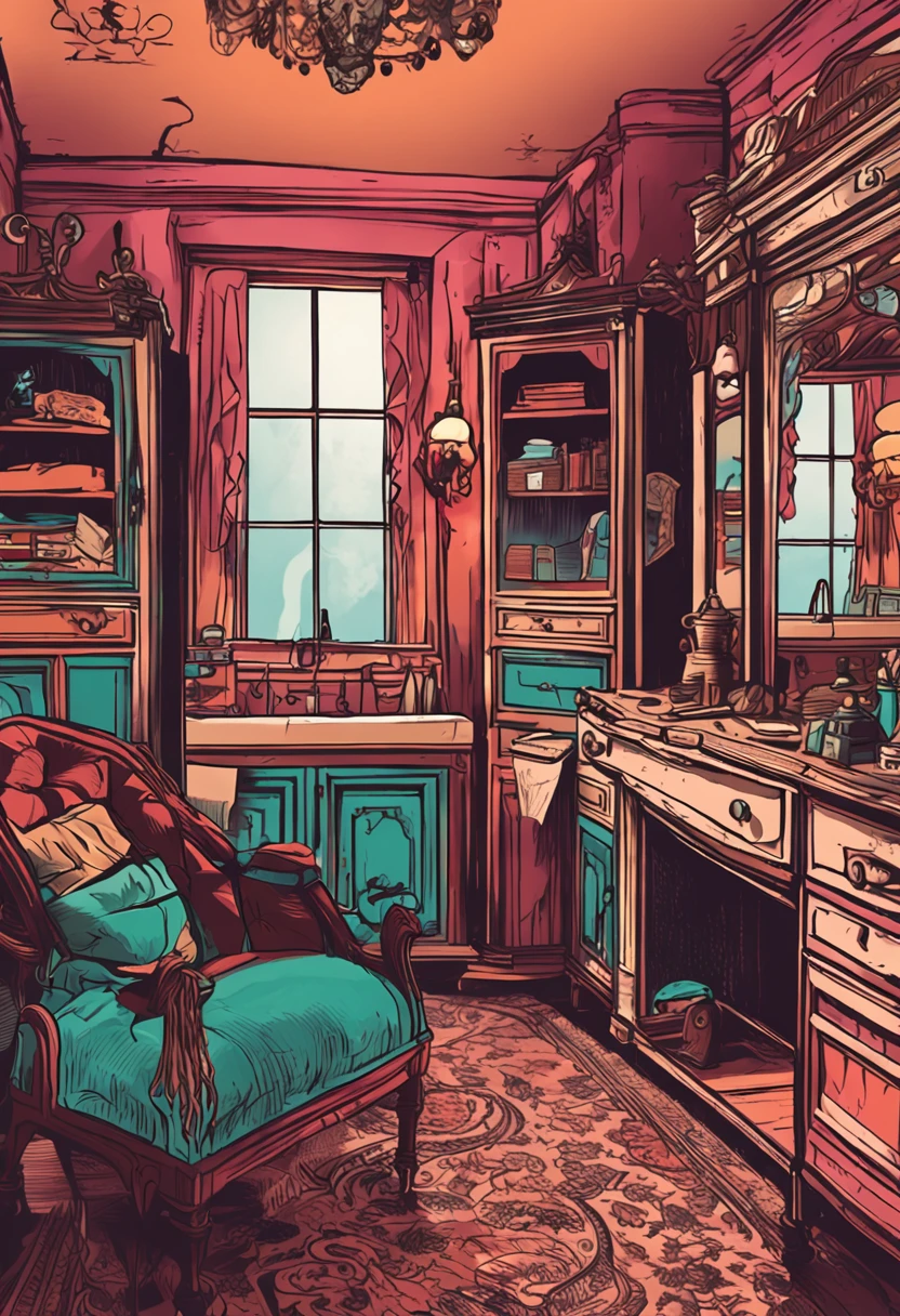 generate a antique shop with gramophone, old phone, old mirror, Kaleidoscope and other things