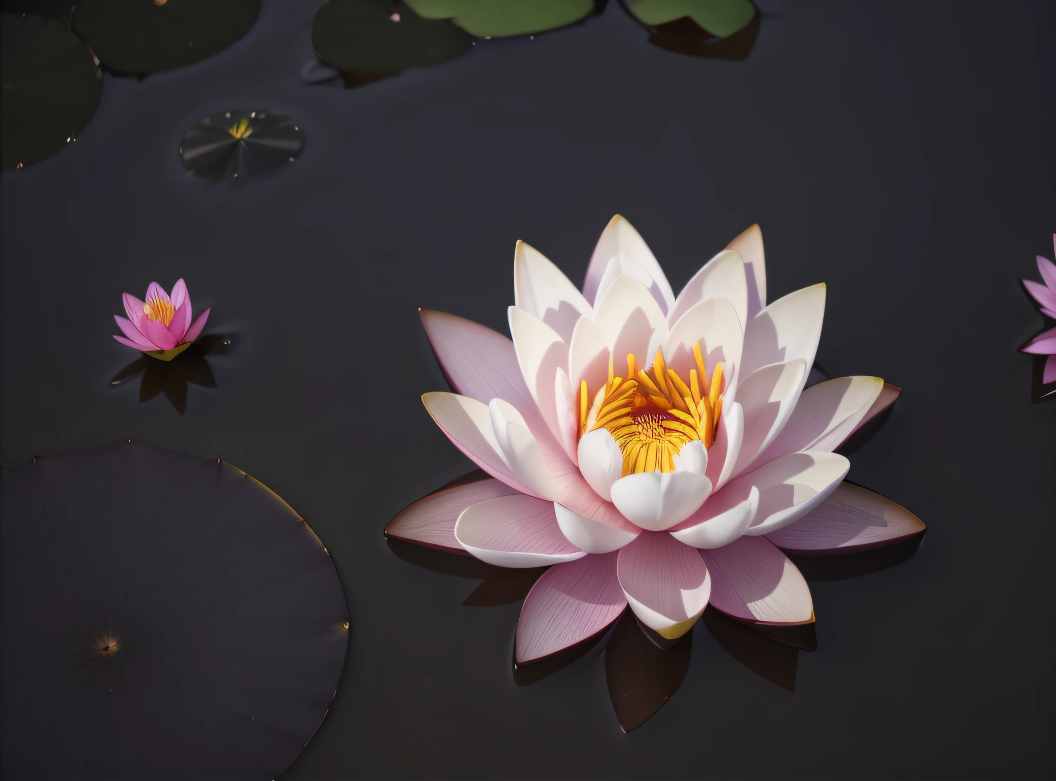 A pink flower floats in the pond, lotus flower, surrounded flower, the lilies, sitting on a lotus flower, standing gracefully upon a lotus, with lotus flowers, Beautiful image, floating in a powerful zen state, water lilies, lotuses, beautiful flowers, lotus petals, lily pad, depicting a flower, the platonic ideal of flowers