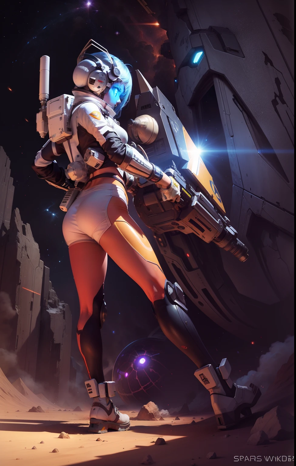 space war scene space girl laser monsters