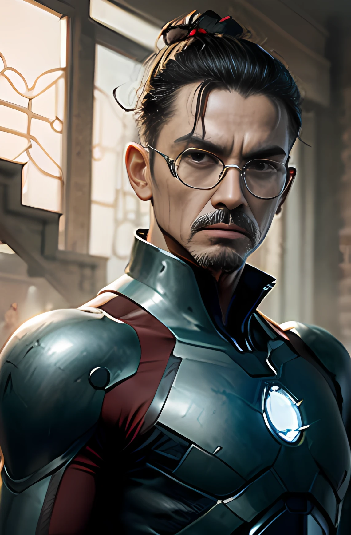 Chinese style iron man,Played by Wu Jing,8Kfull body,Advancedsense,Delicate,The face is delicate。