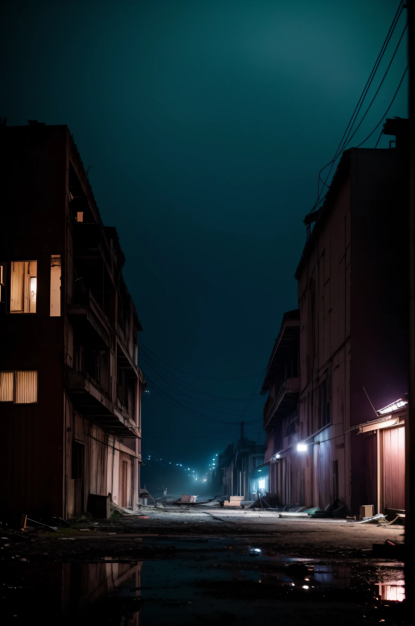 deep in the night、mid night、abandoned factory、Ruins、Only one light、Pink Lights、Clown with outstretched hands、Foggy、reflection、Nostalgic but unsettling photos、Images in a dream、uneasy、horor、terrifying、desolate、Pretty dark image、Grainy photo、Film Touch、color photograph、wide angles、wide-angle lens, Wide Shot, ultra wide-angle、