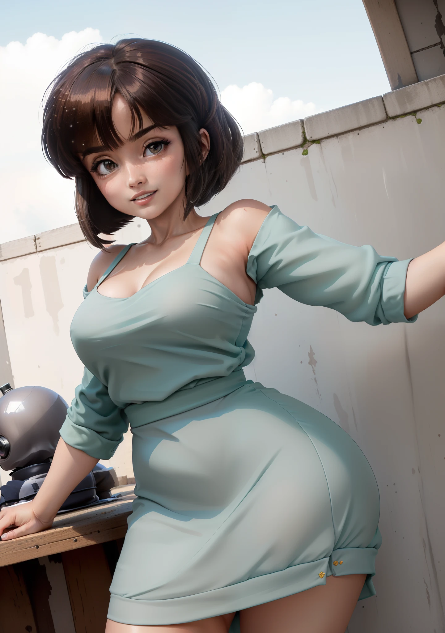 (NabikiWaifu:1), mujer linda, mujer hermosa, mirada picarona,sonrisa, pose sexy, Mirando al espectador, vestido corto, (vestido:1), uniforme corto, mostrando muslos, waifu girl,posando sexy, apoyada en la pared,ojos brillantes, cabello corto, piel brillante, figura perfecta,flequillo recto, pelo recto

(realista:1.2), (realismo), (Obra maestra:1.2), (La mejor calidad), (Ultra detallado), (8k, 4k, intrincado),(Tiro de cuerpo completo:1),(Cowboy-shot:1.2), (85mm),light particles, luci, (Altamente detallado:1.2),(Cara detallada:1.2), (Gradientes), NSFW, De color, ojos detallados,

(Ladscape detallado, casa japonesa,(Antecedentes detallados),Paisaje detallado, (Dynamic Angle:1.2), (dynamic  pose:1.2), (Regla de la tercera_compositing:1.3), (Line of action:1.2), Plano amplio, solamente, Daylight,billetes dinero en las manos, sujetando dinero, mirada picardia, cara detallada, ojos detallados, manos con cinco dedos