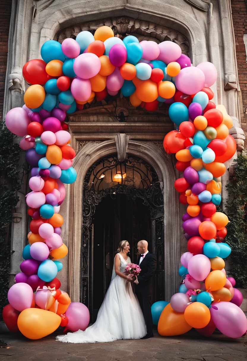 Colorful wedding balloon door，Do not appear the door