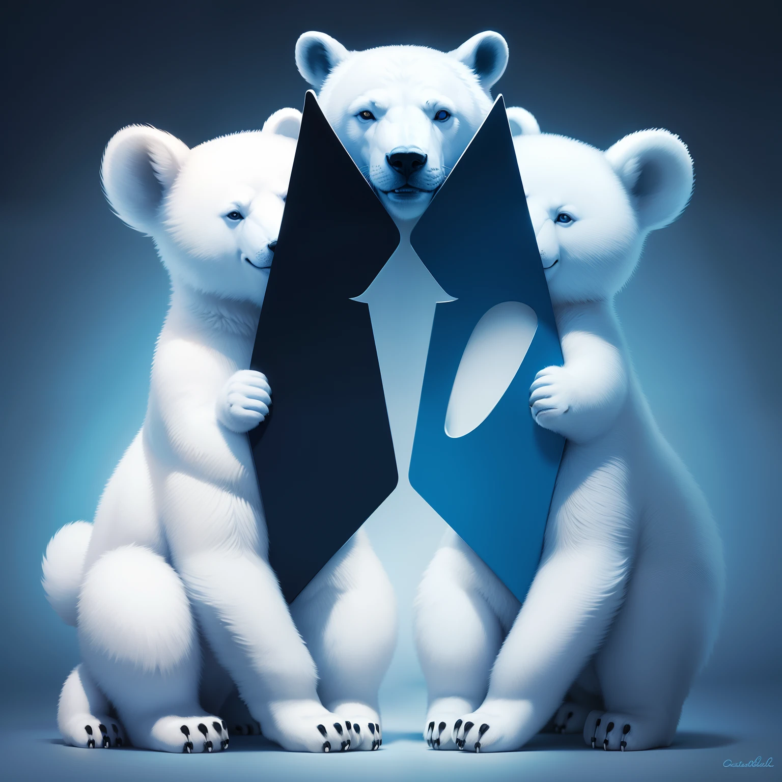 Polar bears(quadratic element),background blue