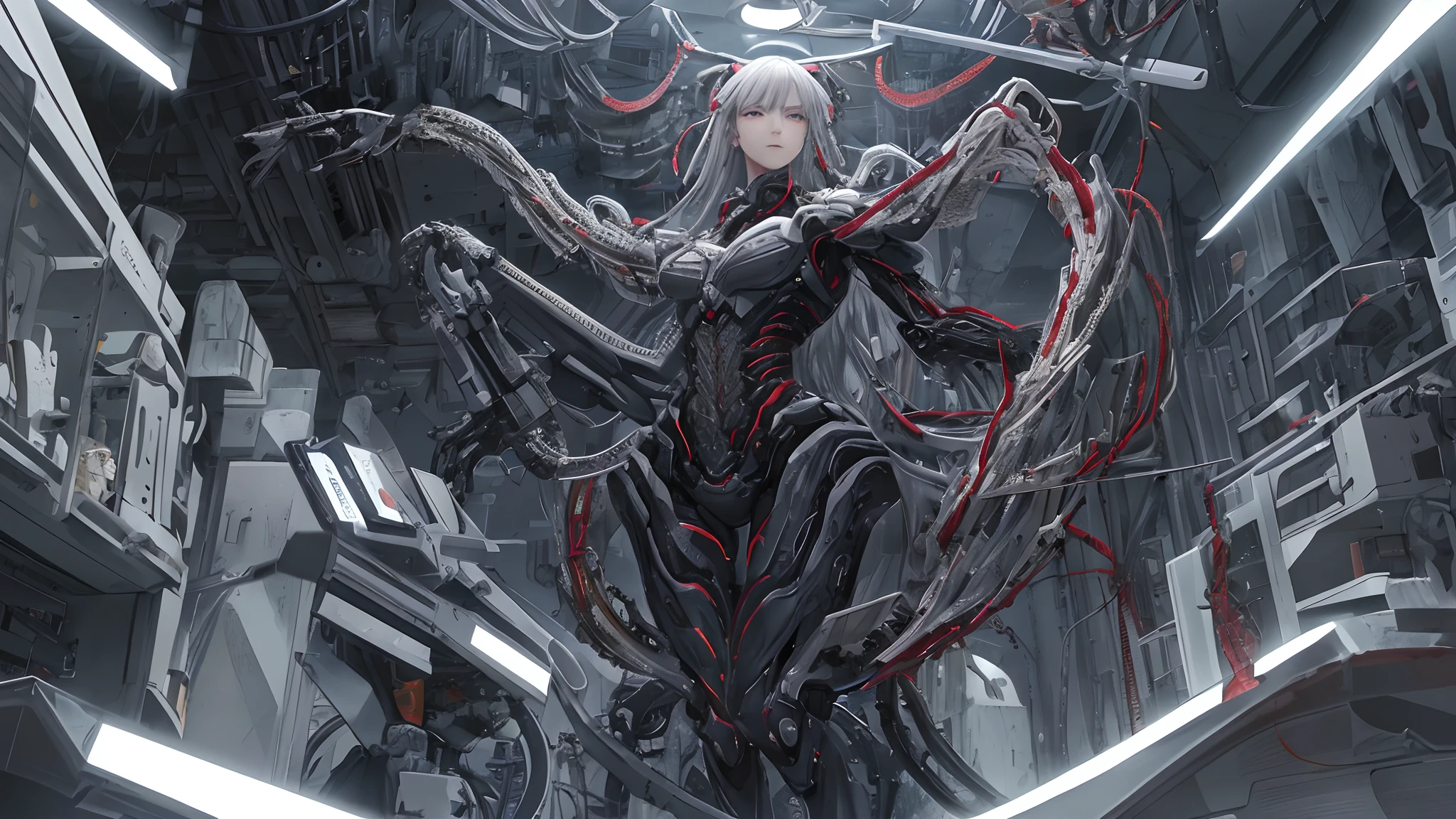 Best image quality, SLR, alien (female), different dimensional, (big 1.6), full body tentacles (entangled), slimy liquid,