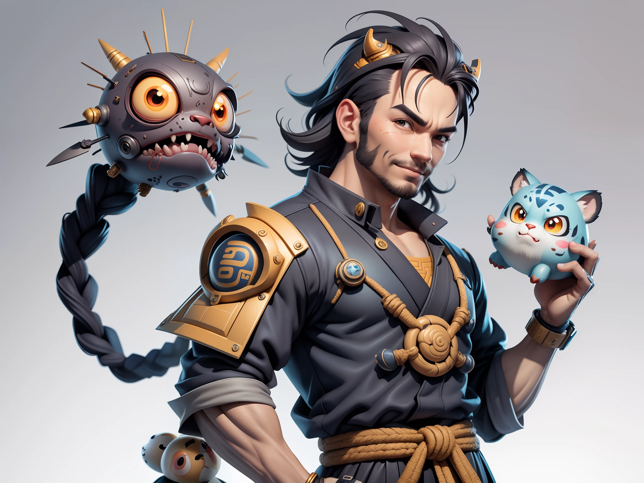 Young man with oriental face in leather hat, dragon, formal suit, short black hair, silver glasses, digital painting, 3D character design by Mark Clairedon and Pixar and Hayao Miyazaki and Akira Toriyama, the illustration is a high-definition illustration in 4K resolution with very detailed facial features and cartoon-style visuals.
