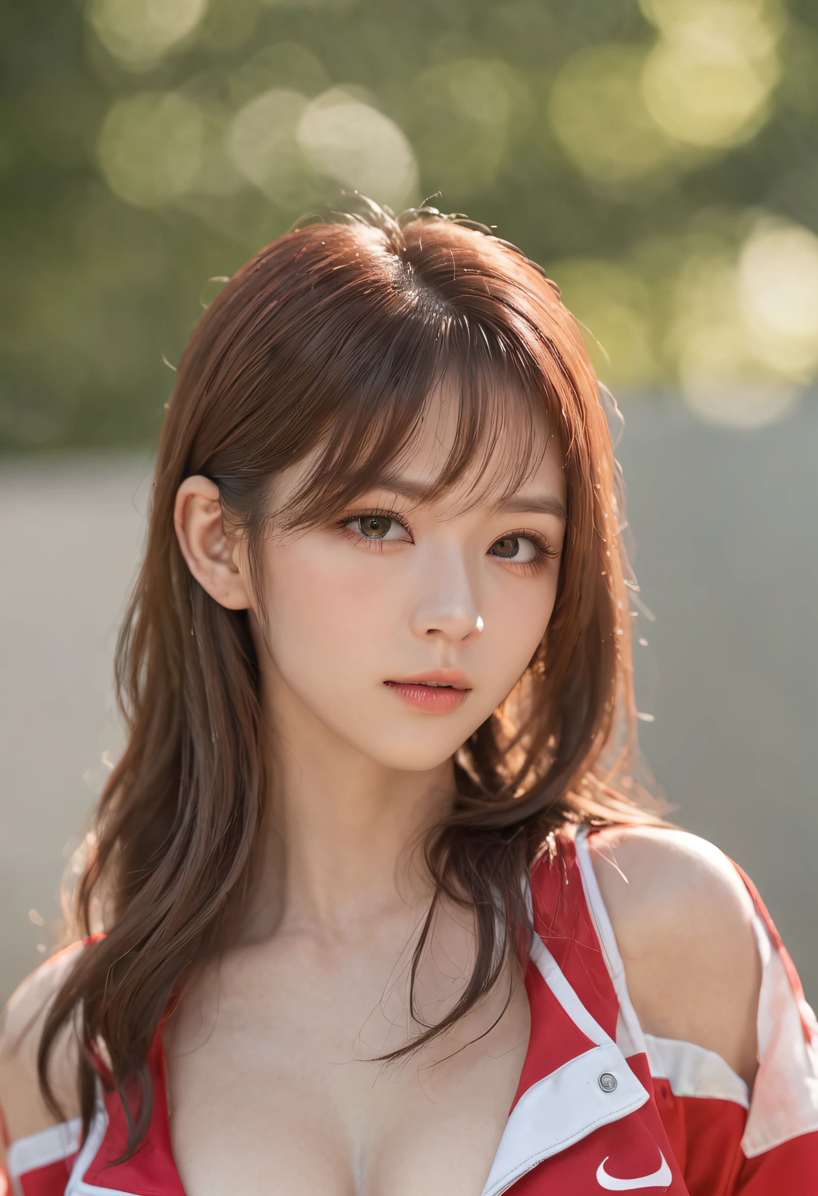 (8K、top-quality、tmasterpiece:1.2)、(hentail realism、Photorealsitic:1.37)、ultra - detailed、top-quality、超A high resolution、profesional lighting、photon maping、Radio City、physically-based renderingt、Cinematic lighting、play soccer、depth of fields,on focus,rays of sunshine,well-composed,(The background is blurred:1.2),1 rapariga,(full body Esbian),(Keep your mouth shut),Beautiful eyes,lewd poses,shrinks,Football uniforms,brunette color hair,Beautiful straight hair,poneyTail(Ulzzang-6500:1.2) mix4, hiqcgbody、Sweaty beauty、Large full breasts、Beautiful woman in football uniform、Dramatic sexy、Realistic photos、soccer court、Face with exquisite details、Beautiful and perfect、Muscular beauty