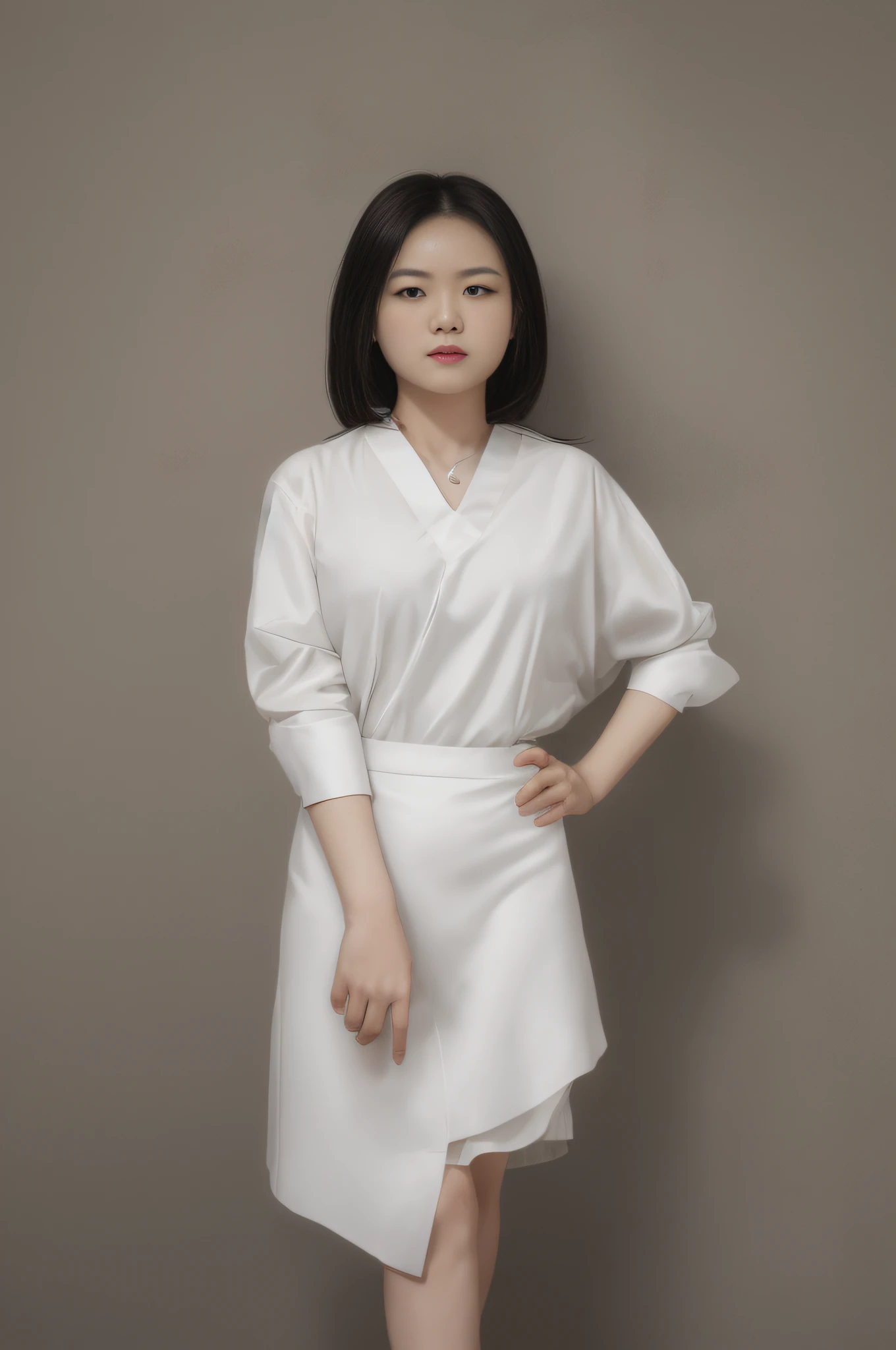 arafed woman in a white shirt and black skirt posing for a picture, xintong chen, Li Zixin, jinyiwei, wei wang, xue han, mingchen shen, white waist apron and undershirt, Lin Qifeng, Qiu Fang, lulu chen, lei min, Zhang Pengzhen, wenfei ye, Yun Ling, Eat Zhuoxin