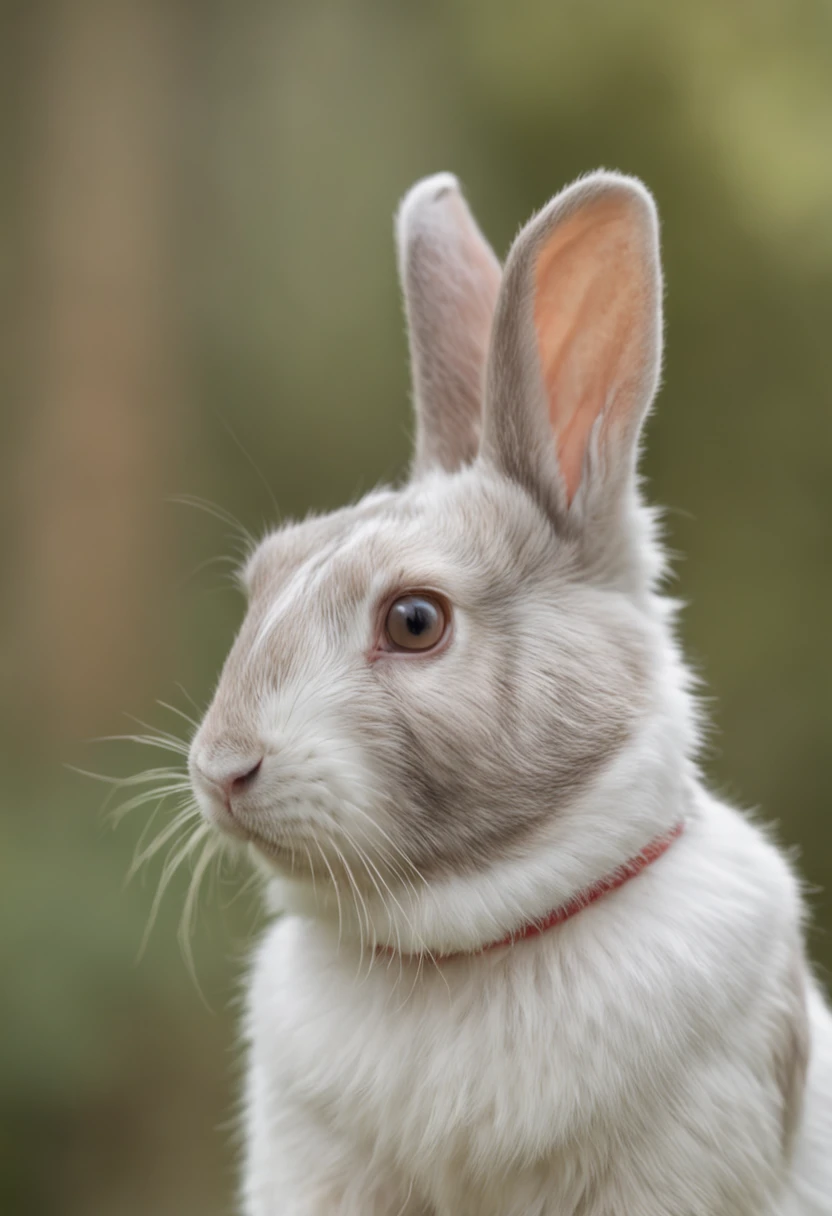 A white rabbit， Ultra clarity and super resolution when sitting in the forest